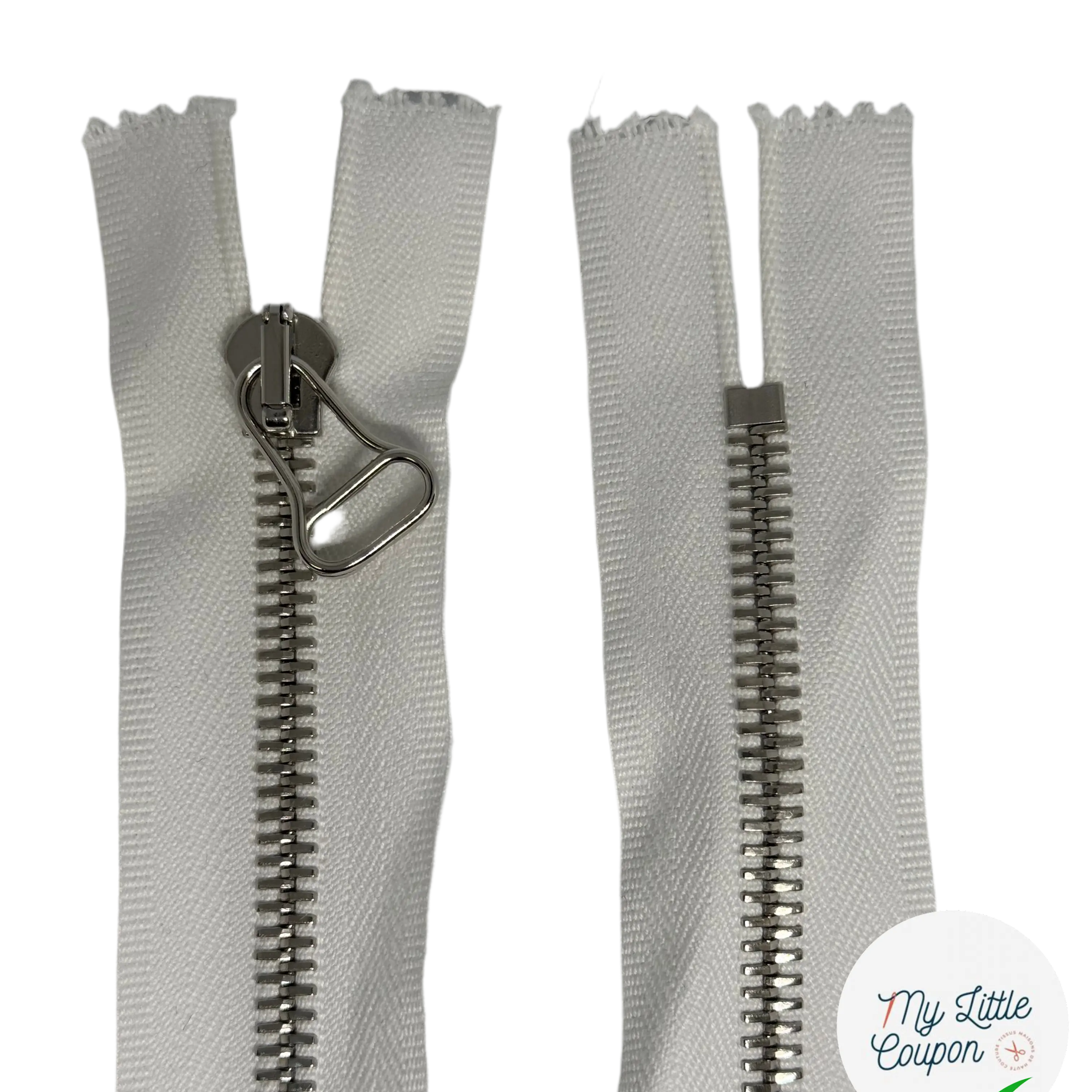 FERMETURE BLANCHE MÉTAL ARGENTÉ 43CM NON SÉPARABLE - My Little Coupon
