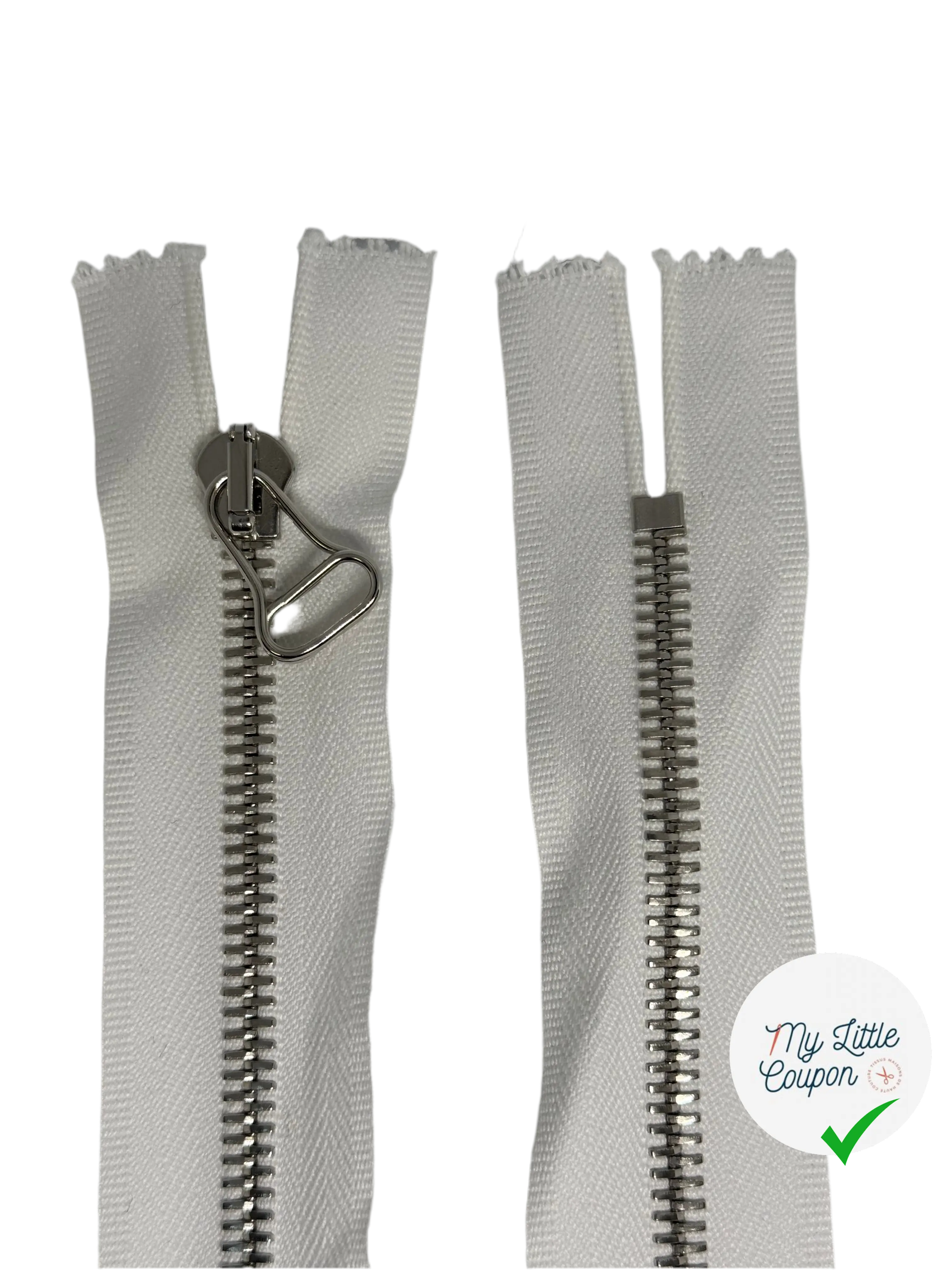 FERMETURE BLANCHE MÉTAL ARGENTÉ 43CM NON SÉPARABLE - My Little Coupon