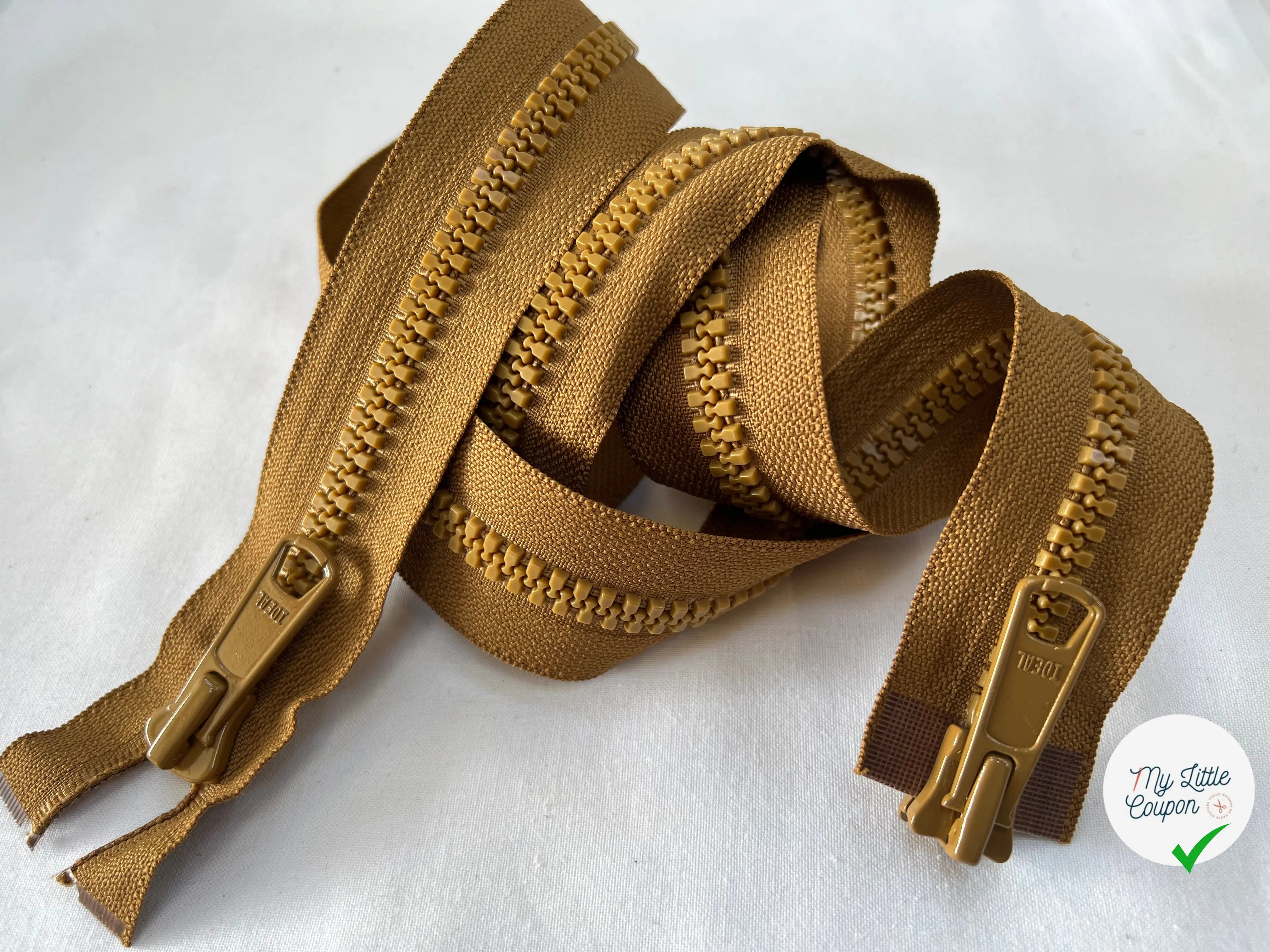 FERMETURE DOUBLE CURSEUR OCRE 100 CM - My Little Coupon