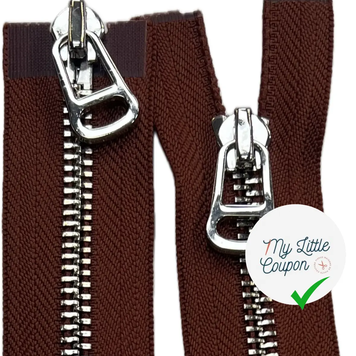 FERMETURE MÉTAL DOUBLE VOIES 100CM MARRON - My Little Coupon