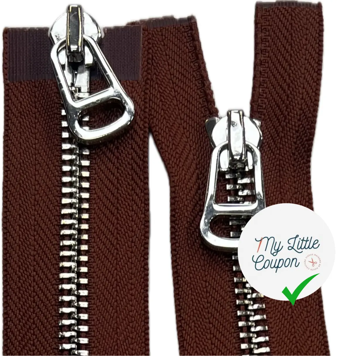 FERMETURE MÉTAL DOUBLE VOIES 100CM MARRON - My Little Coupon