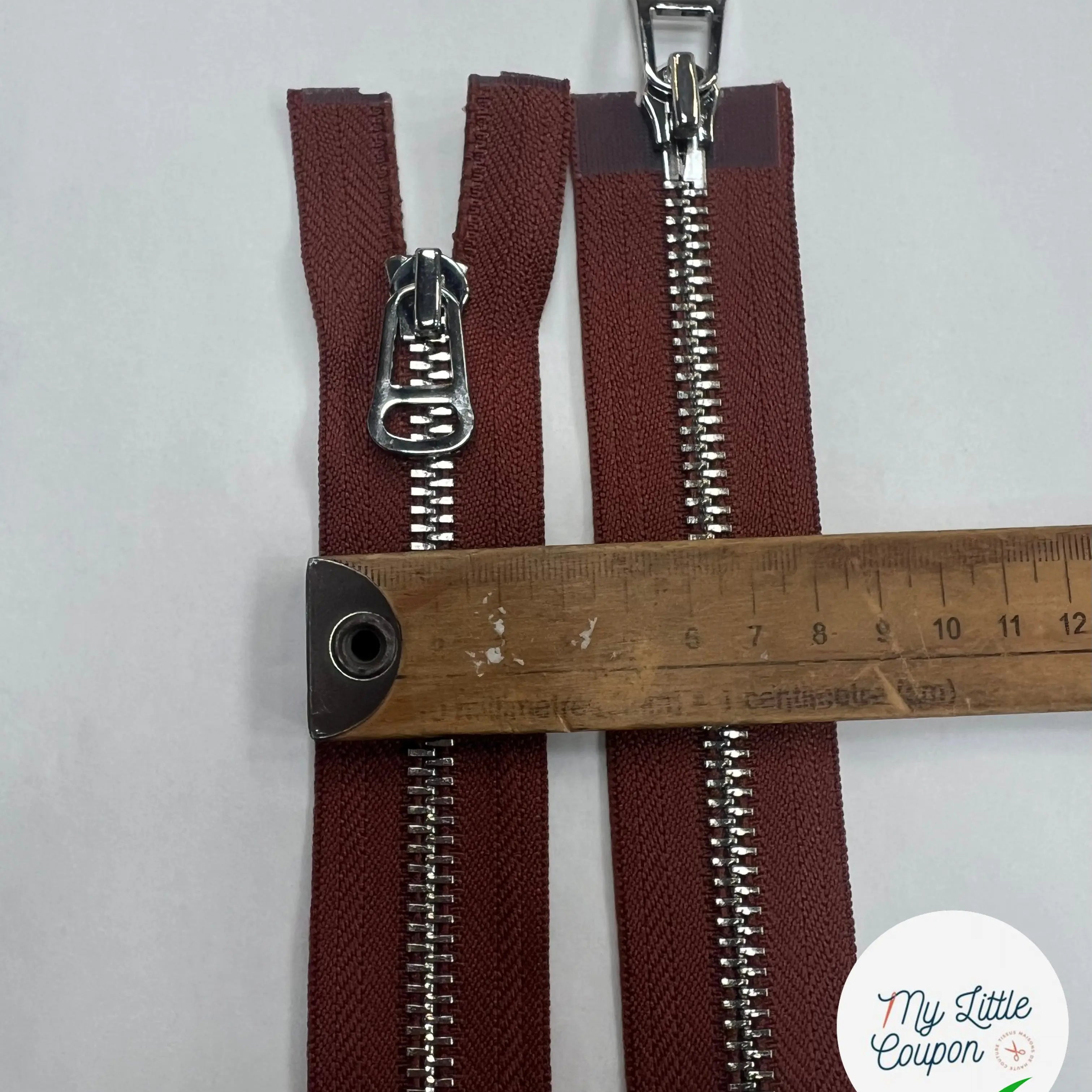 FERMETURE MÉTAL DOUBLE VOIES 100CM MARRON - My Little Coupon