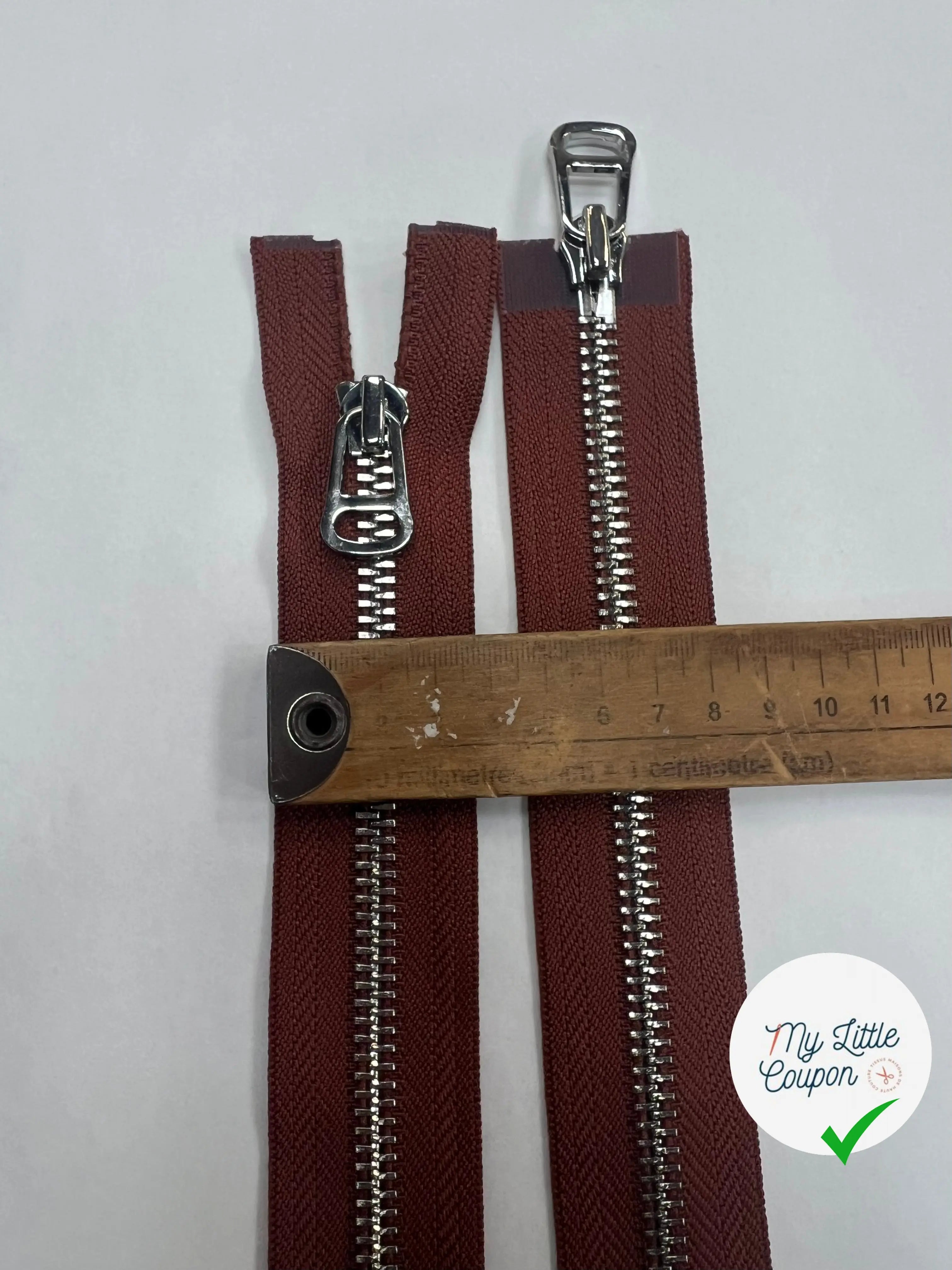 FERMETURE MÉTAL DOUBLE VOIES 100CM MARRON - My Little Coupon