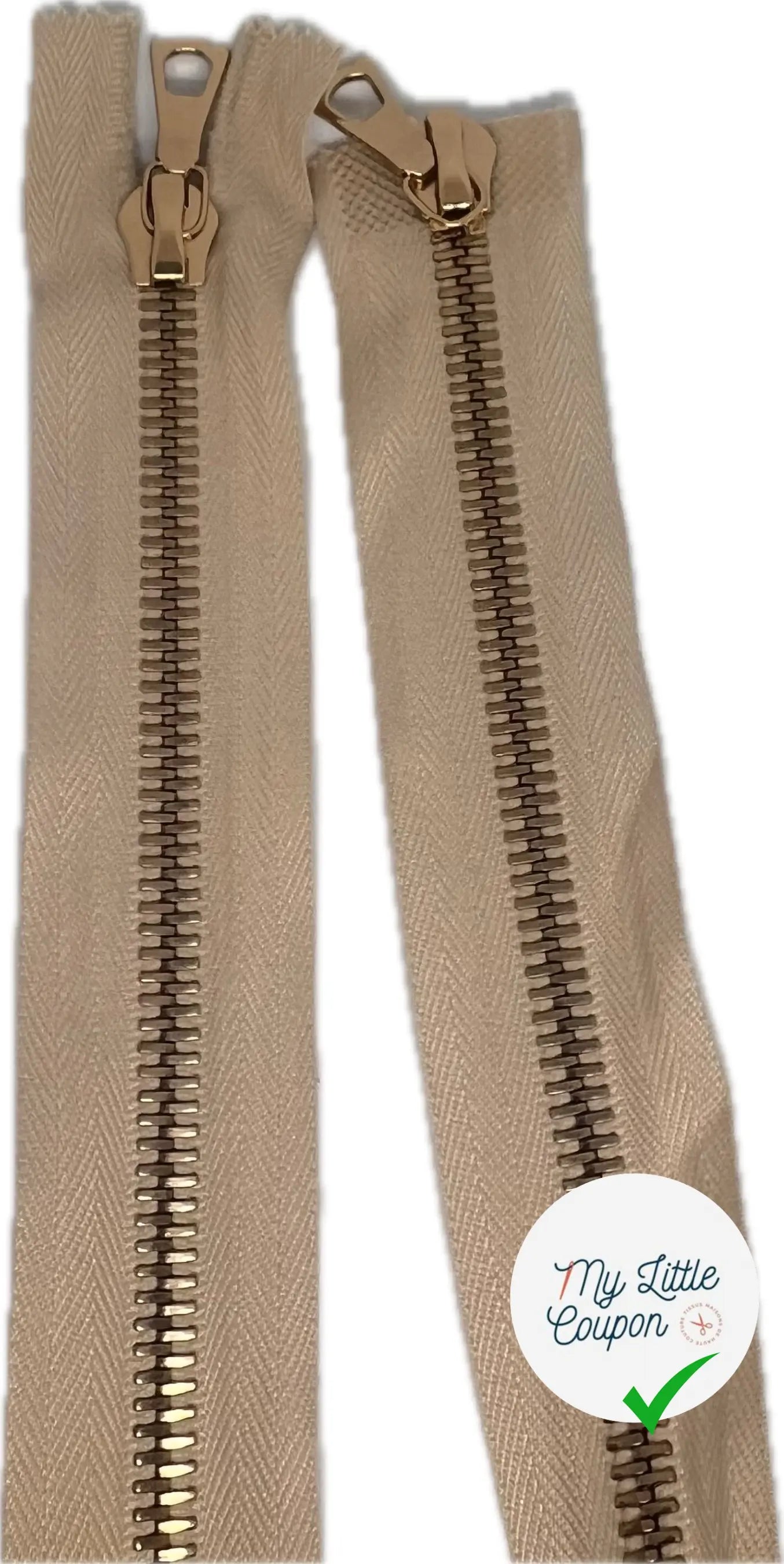 FERMETURE RIRI MÉTAL DORÉ DOUBLE VOIES 100CM M8 BEIGE - My Little Coupon