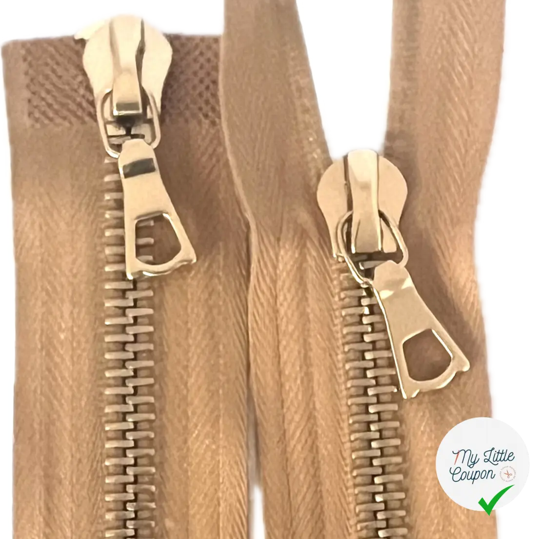 FERMETURE RIRI MÉTAL DORÉ DOUBLE VOIES 100CM M8 CAMEL - My Little Coupon