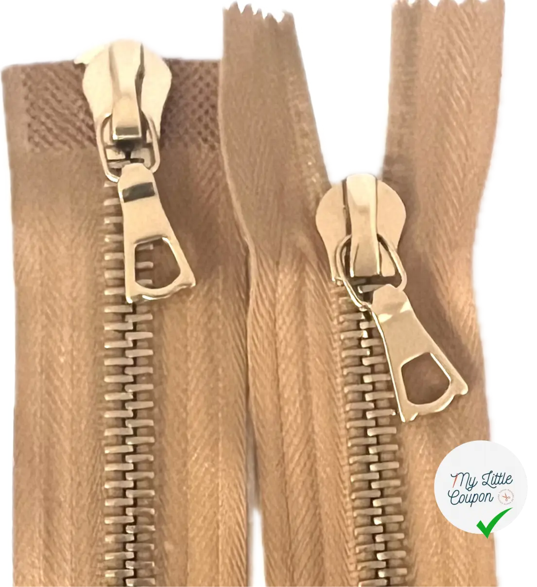 FERMETURE RIRI MÉTAL DORÉ DOUBLE VOIES 100CM M8 CAMEL - My Little Coupon