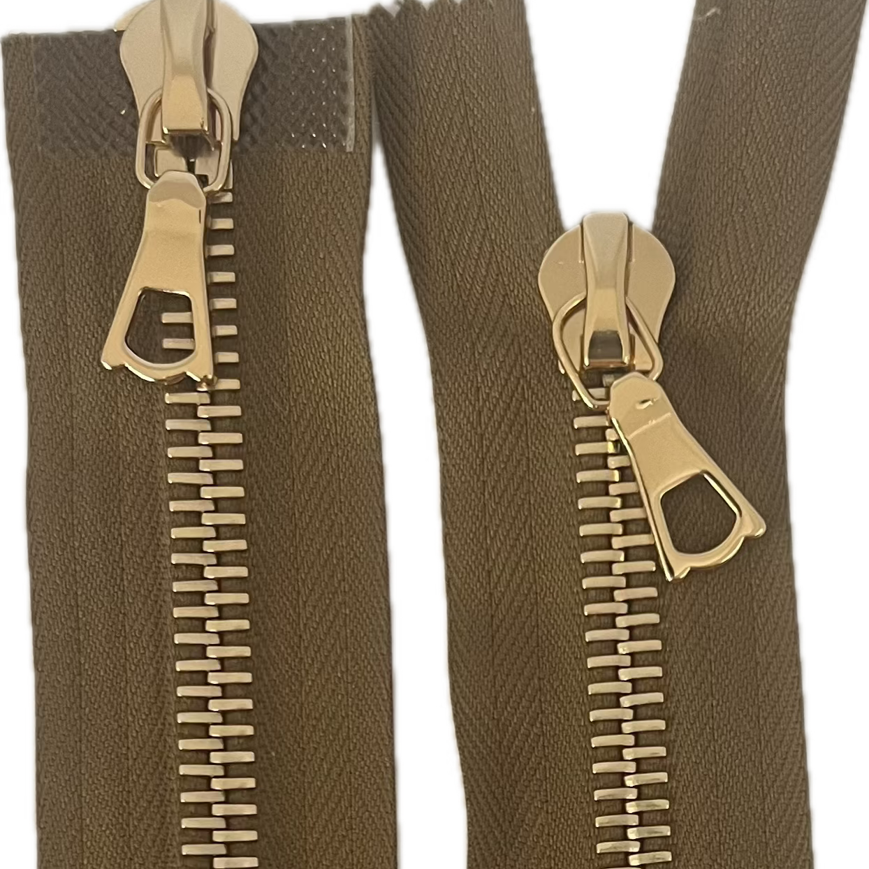 FERMETURE RIRI MÉTAL DORÉ DOUBLE VOIES 80CM M8 KAKI CLAIR - My Little Coupon