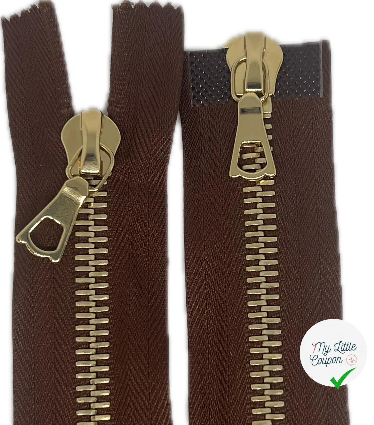 FERMETURE RIRI MÉTAL DORÉ DOUBLE VOIES 80CM M8 MARRON - My Little Coupon