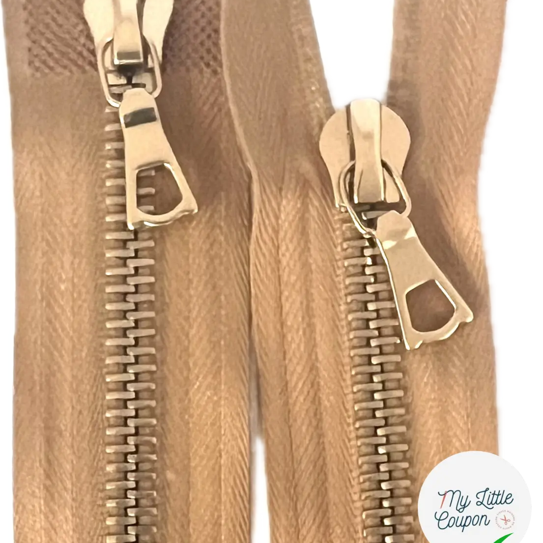 FERMETURE RIRI MÉTAL DORÉ DOUBLE VOIES 90CM M8 CAMEL - My Little Coupon