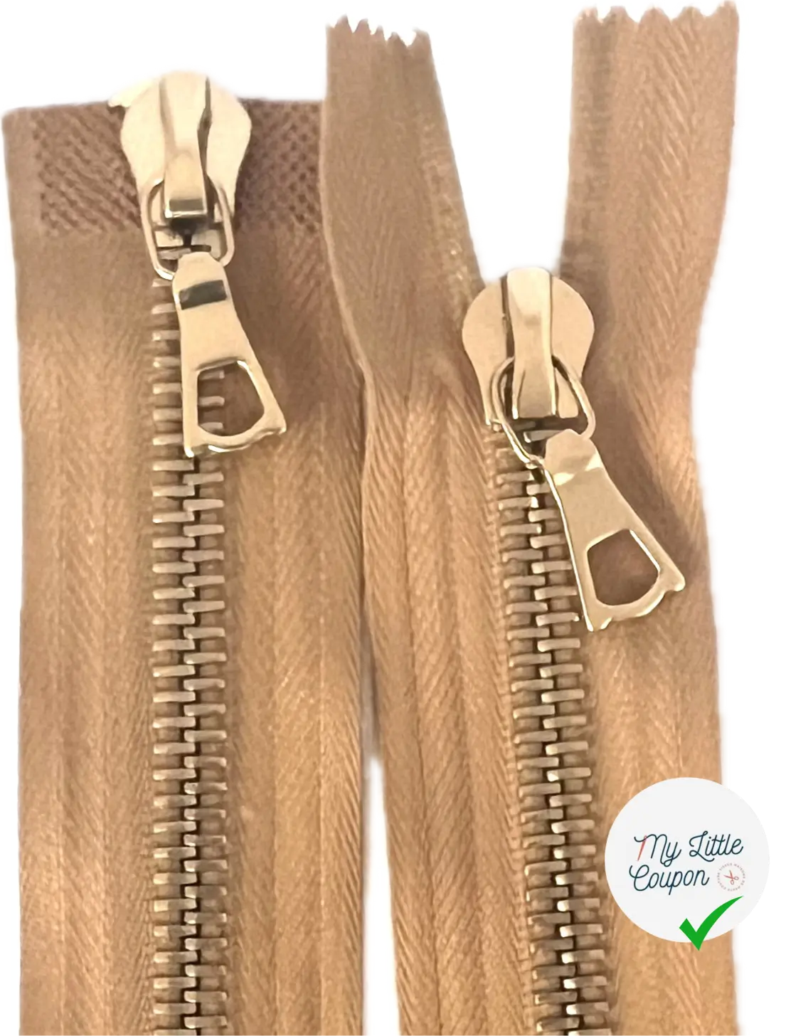 FERMETURE RIRI MÉTAL DORÉ DOUBLE VOIES 90CM M8 CAMEL - My Little Coupon