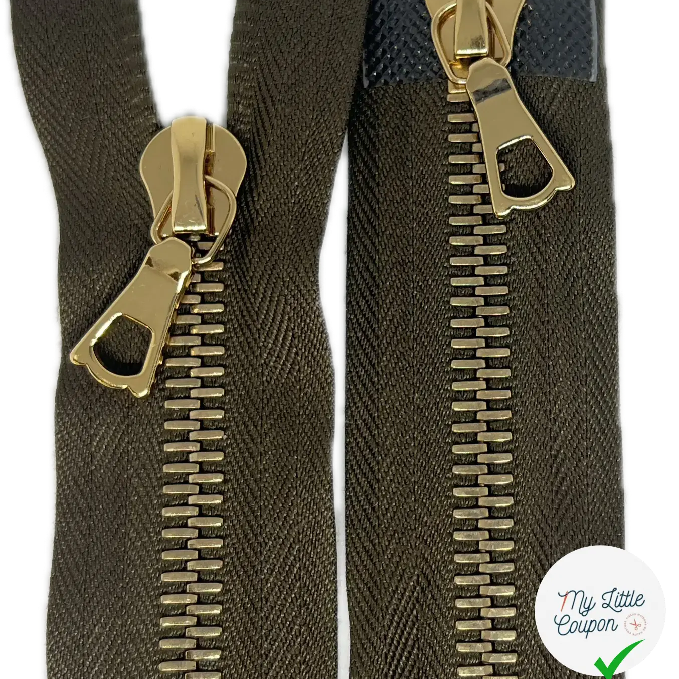 FERMETURE RIRI MÉTAL DORÉ DOUBLE VOIES 100CM M8 KAKI - My Little Coupon