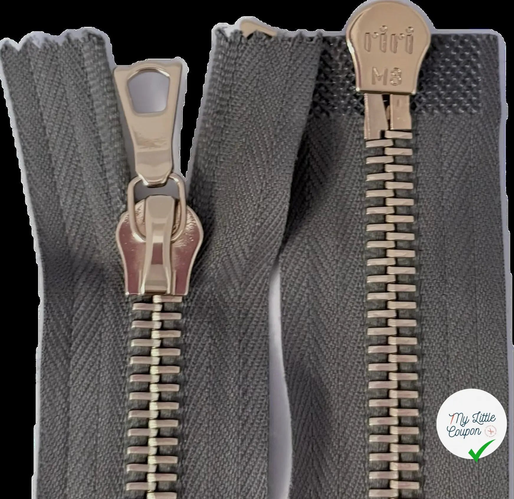 FERMETURE RIRI MÉTAL DORÉ M8 DOUBLE VOIES 90CM GRISE - My Little Coupon