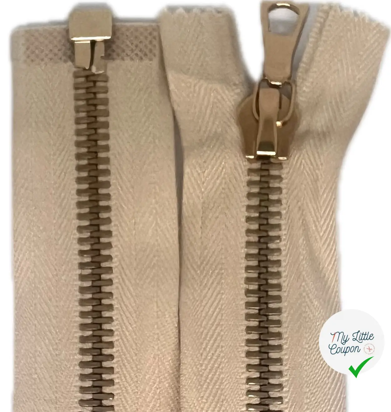FERMETURE RIRI MÉTAL DORÉ SÉPARABLE 70CM M8 BEIGE - My Little Coupon