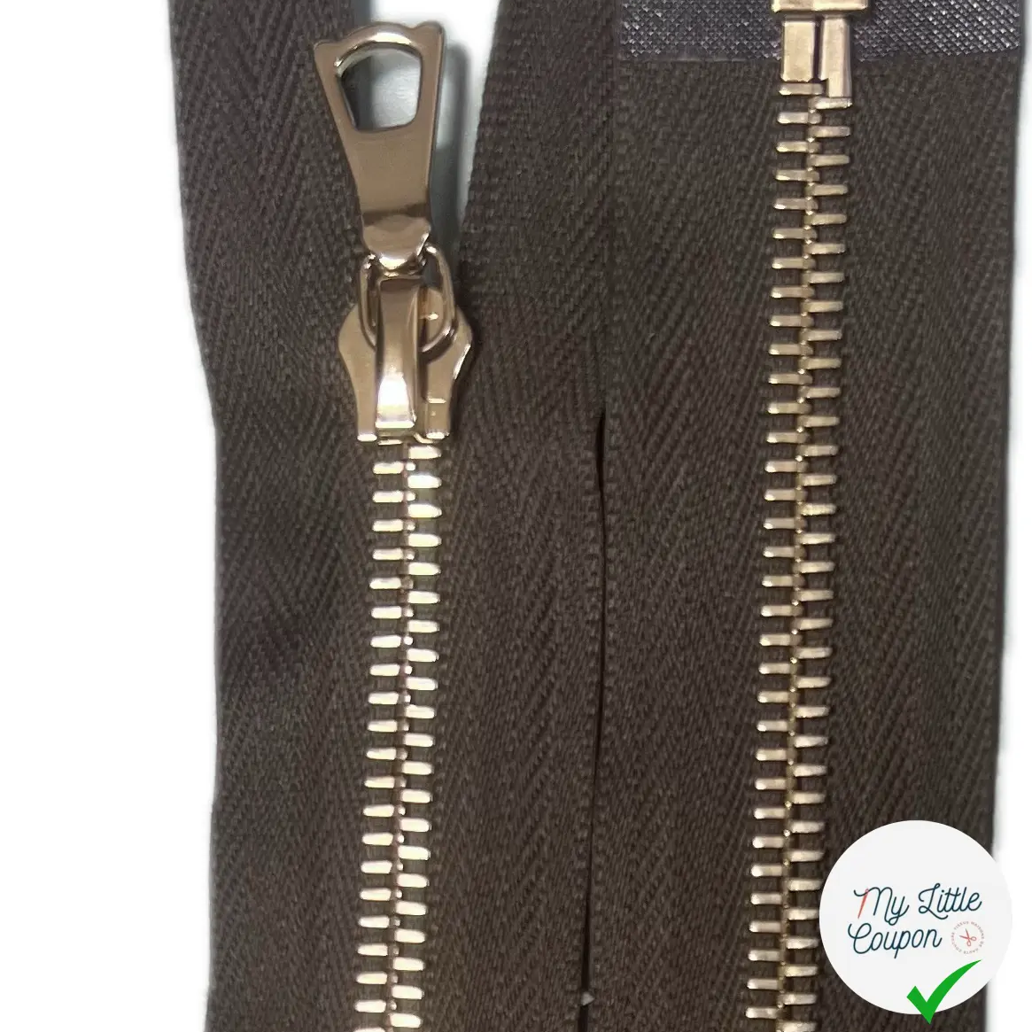 FERMETURE RIRI MÉTAL DORÉ SÉPARABLE 90CM M6 KAKI MARONNÉ - My Little Coupon
