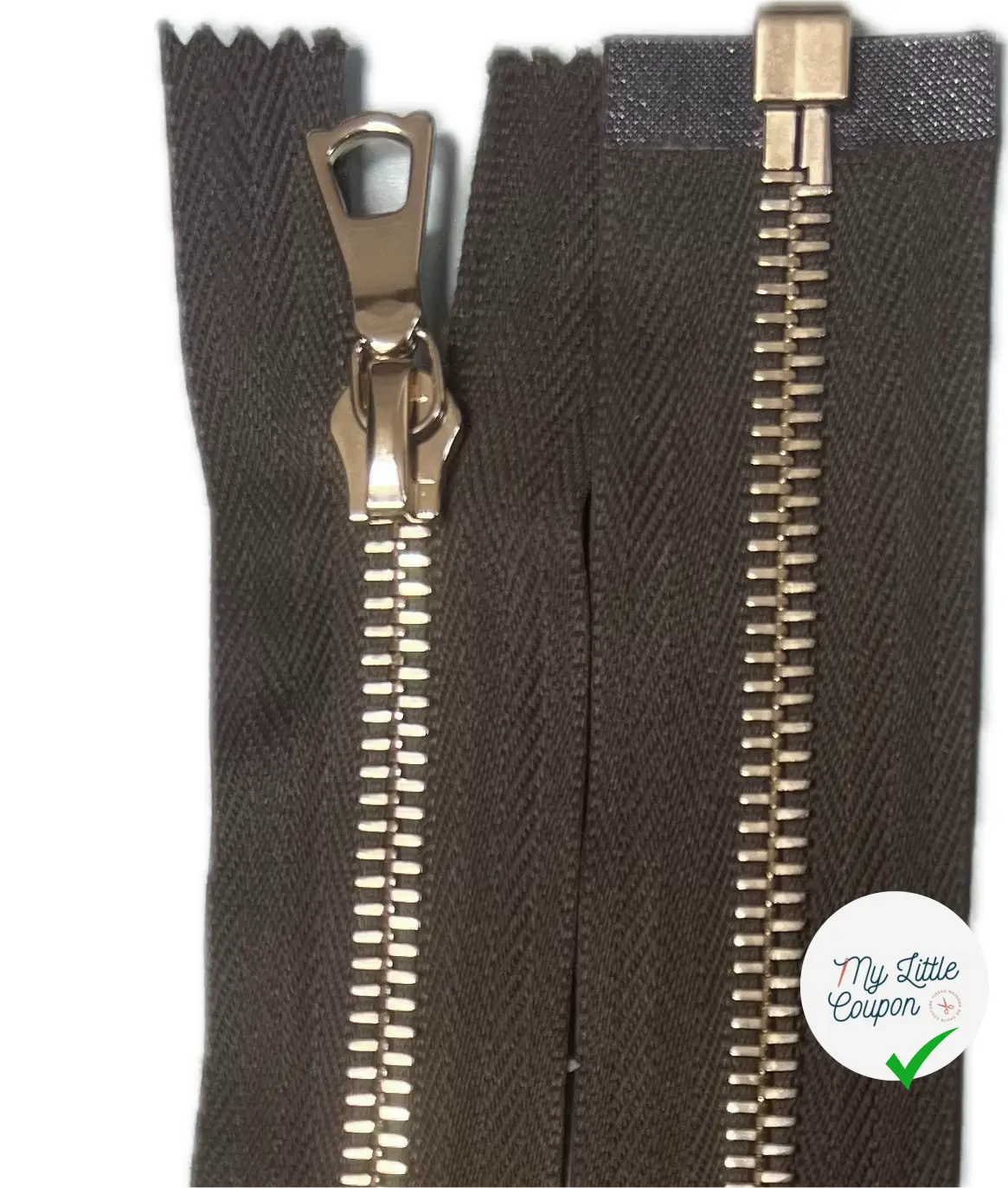 FERMETURE RIRI MÉTAL DORÉ SÉPARABLE 90CM M6 KAKI MARONNÉ - My Little Coupon