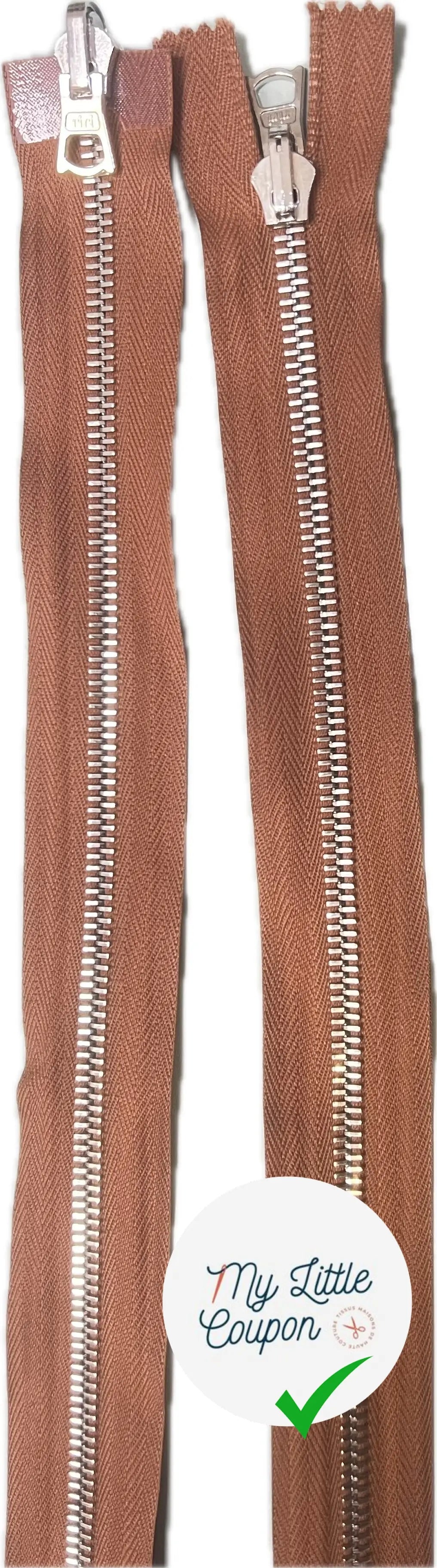 FERMETURE RIRI MÉTAL DOUBLE VOIES 90CM MARRON CLAIR - My Little Coupon