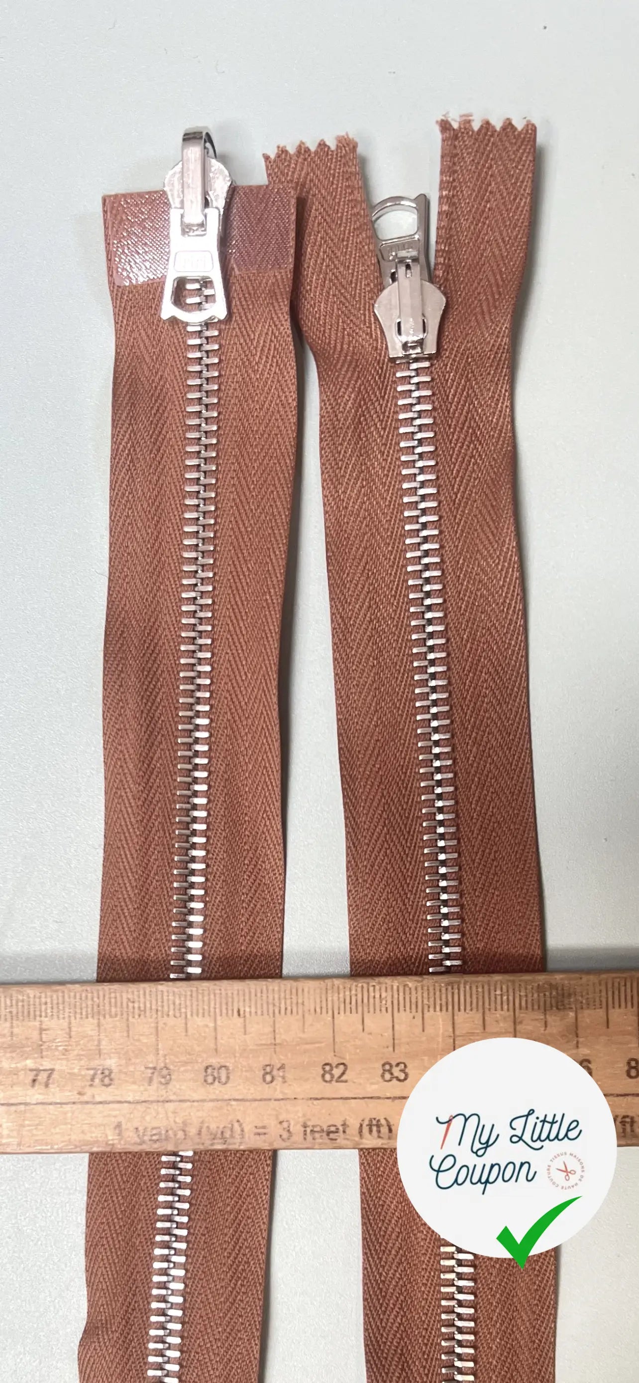 FERMETURE RIRI MÉTAL DOUBLE VOIES 90CM MARRON CLAIR - My Little Coupon