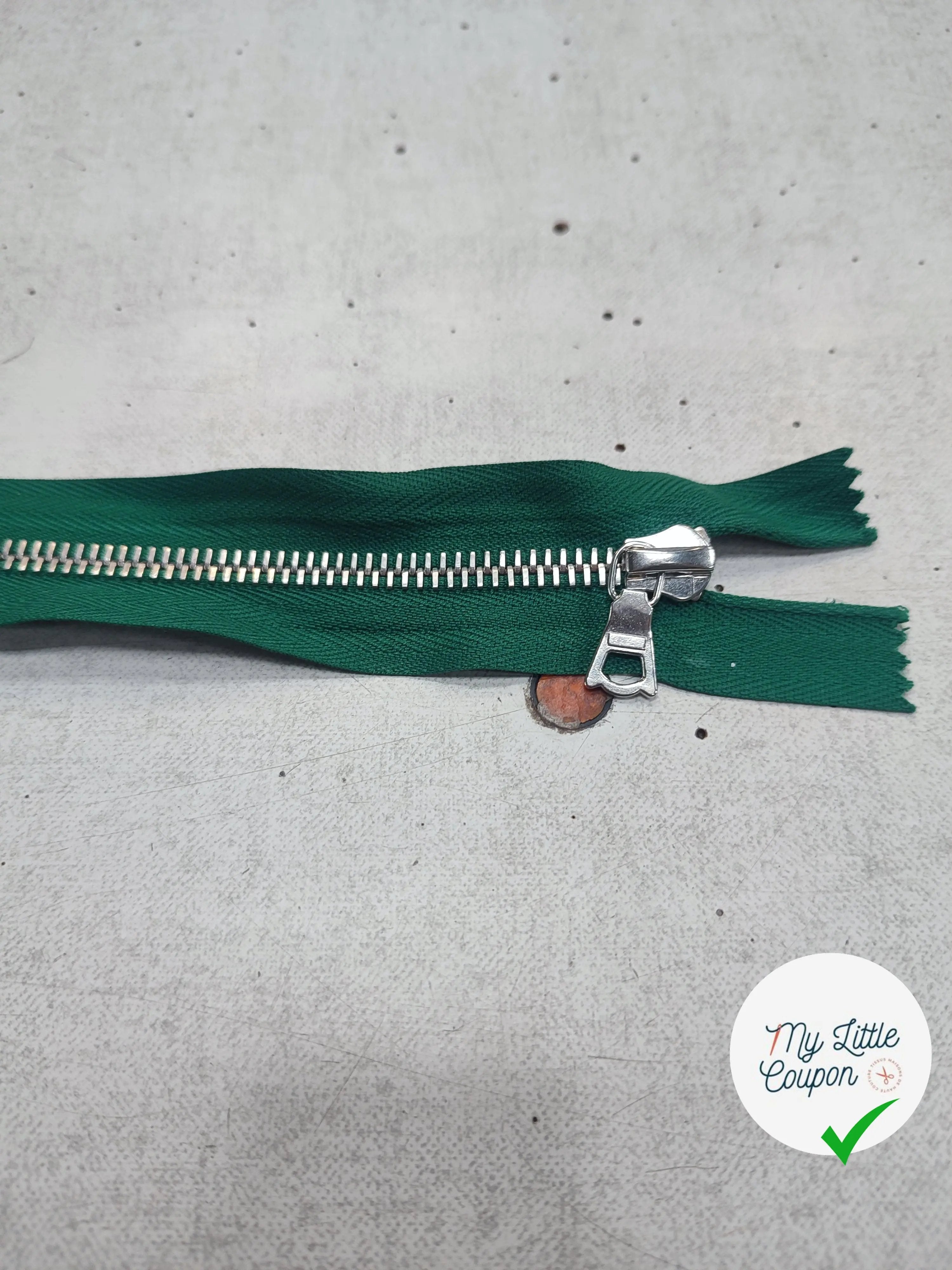 FERMETURE RIRI METAL NON SÉPARABLE 14CM VERT SAPIN M6 - My Little Coupon