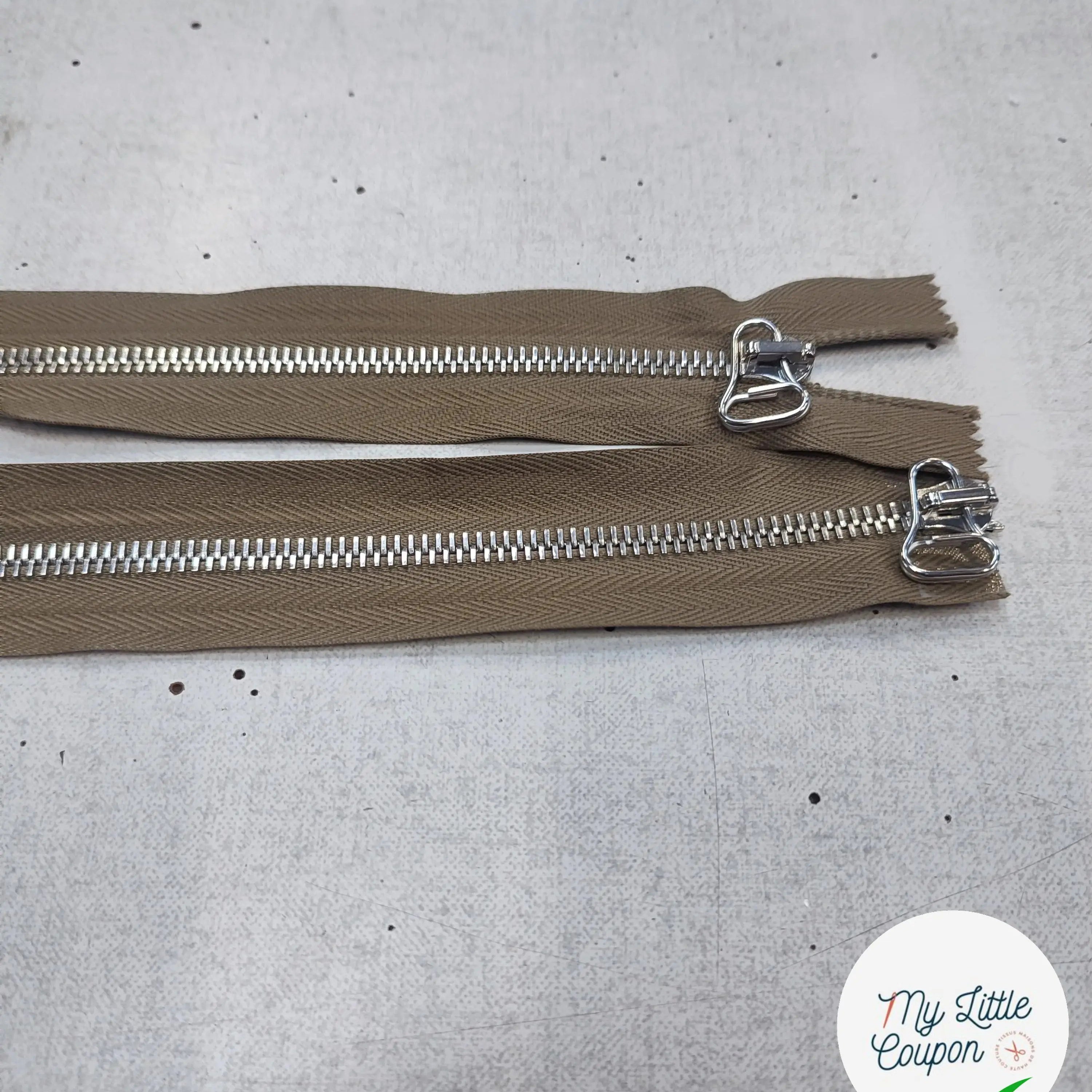 FERMETURE RIRI METAL NON SÉPARABLE DOUBLE ZIP 75CM BEIGE FONCÉ - My Little Coupon