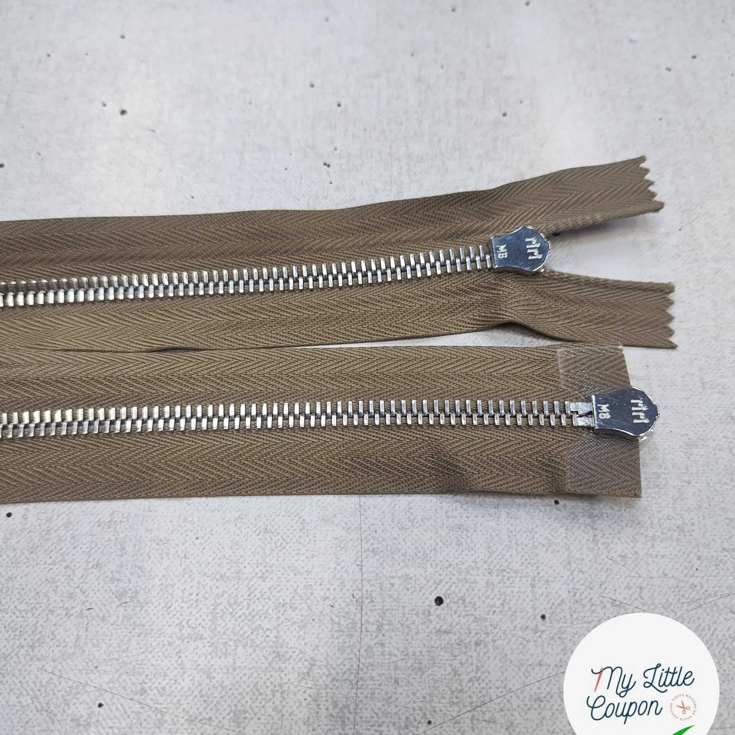 FERMETURE RIRI METAL NON SÉPARABLE DOUBLE ZIP 75CM BEIGE FONCÉ - My Little Coupon