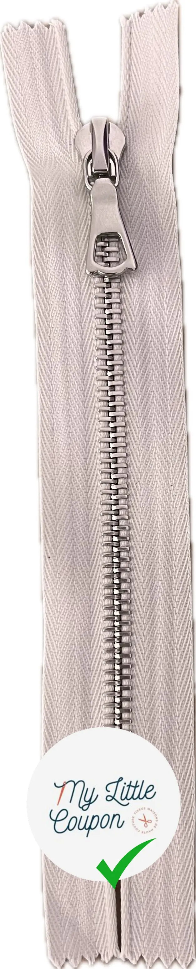 FERMETURE RIRI METAL NON SÉPARABLE 15CM M6 BLANC CASSÉ - My Little Coupon
