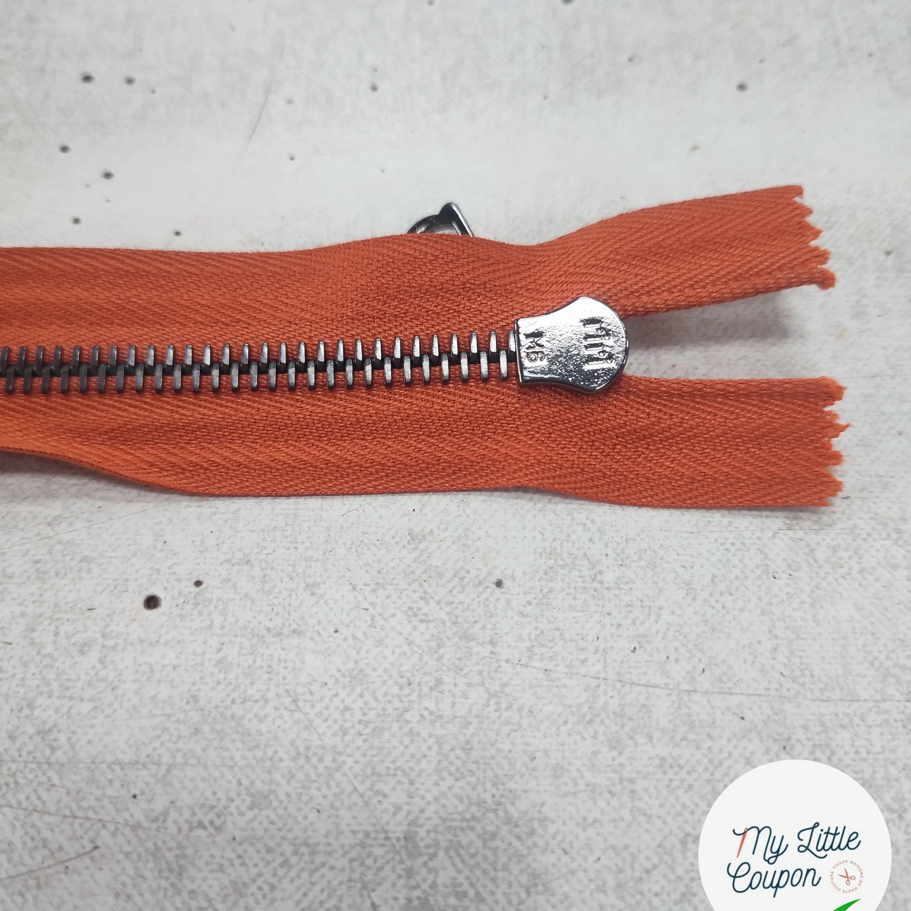 FERMETURE RIRI METAL NON SÉPARABLE 15CM ORANGE CITROUILLE M6 - My Little Coupon