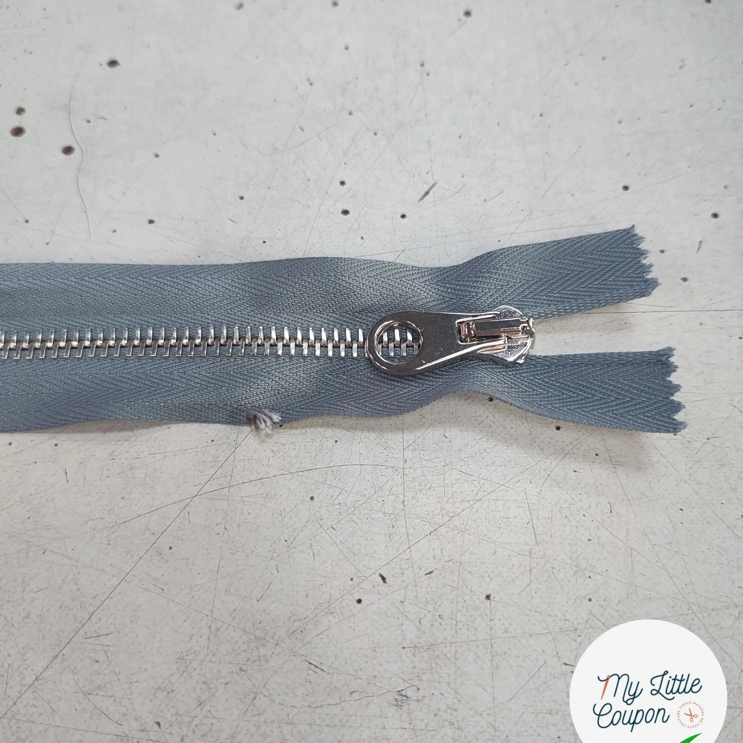 FERMETURE RIRI METAL NON SÉPARABLE 18CM BLEU GRIS M6 - My Little Coupon
