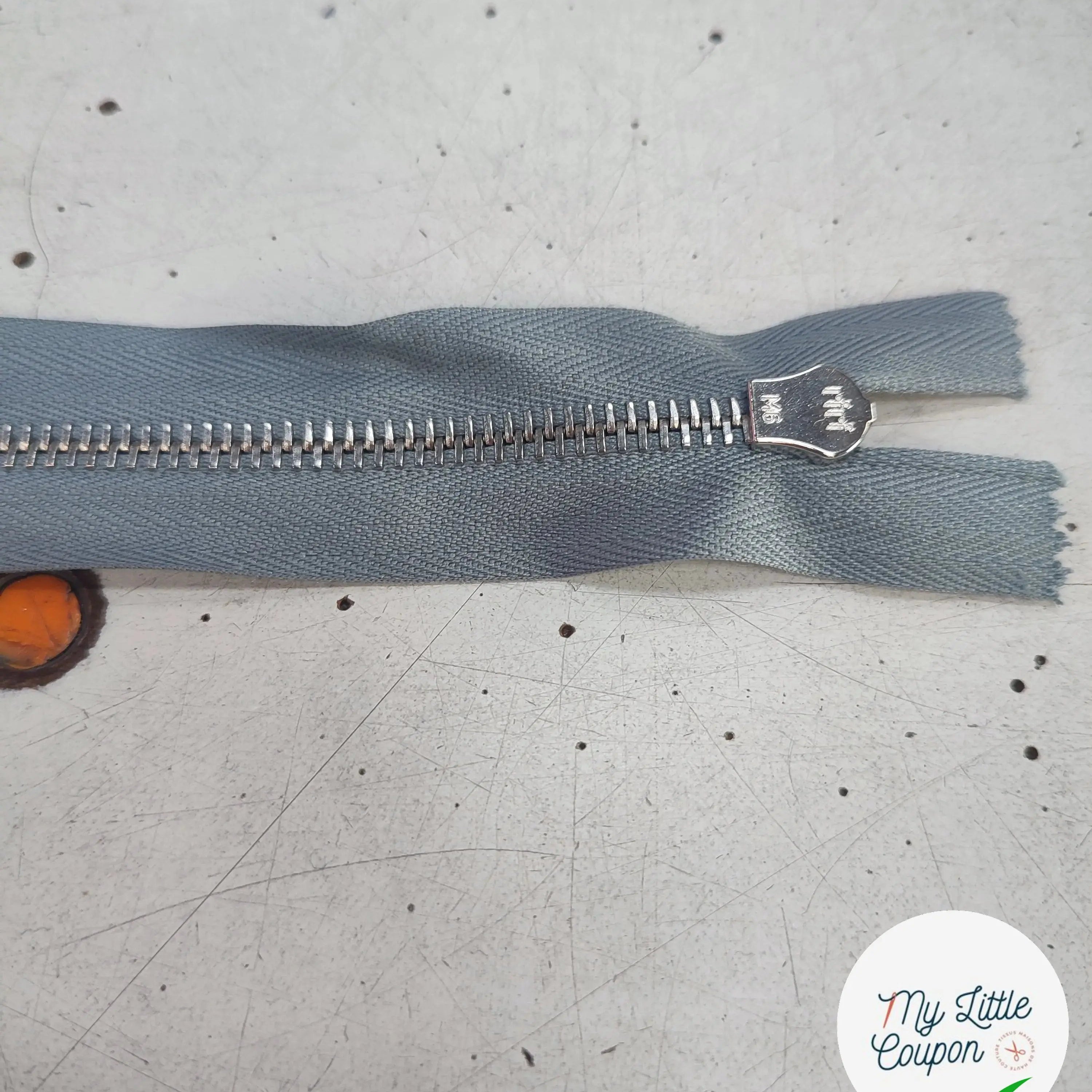 FERMETURE RIRI METAL NON SÉPARABLE 18CM BLEU GRIS M6 - My Little Coupon