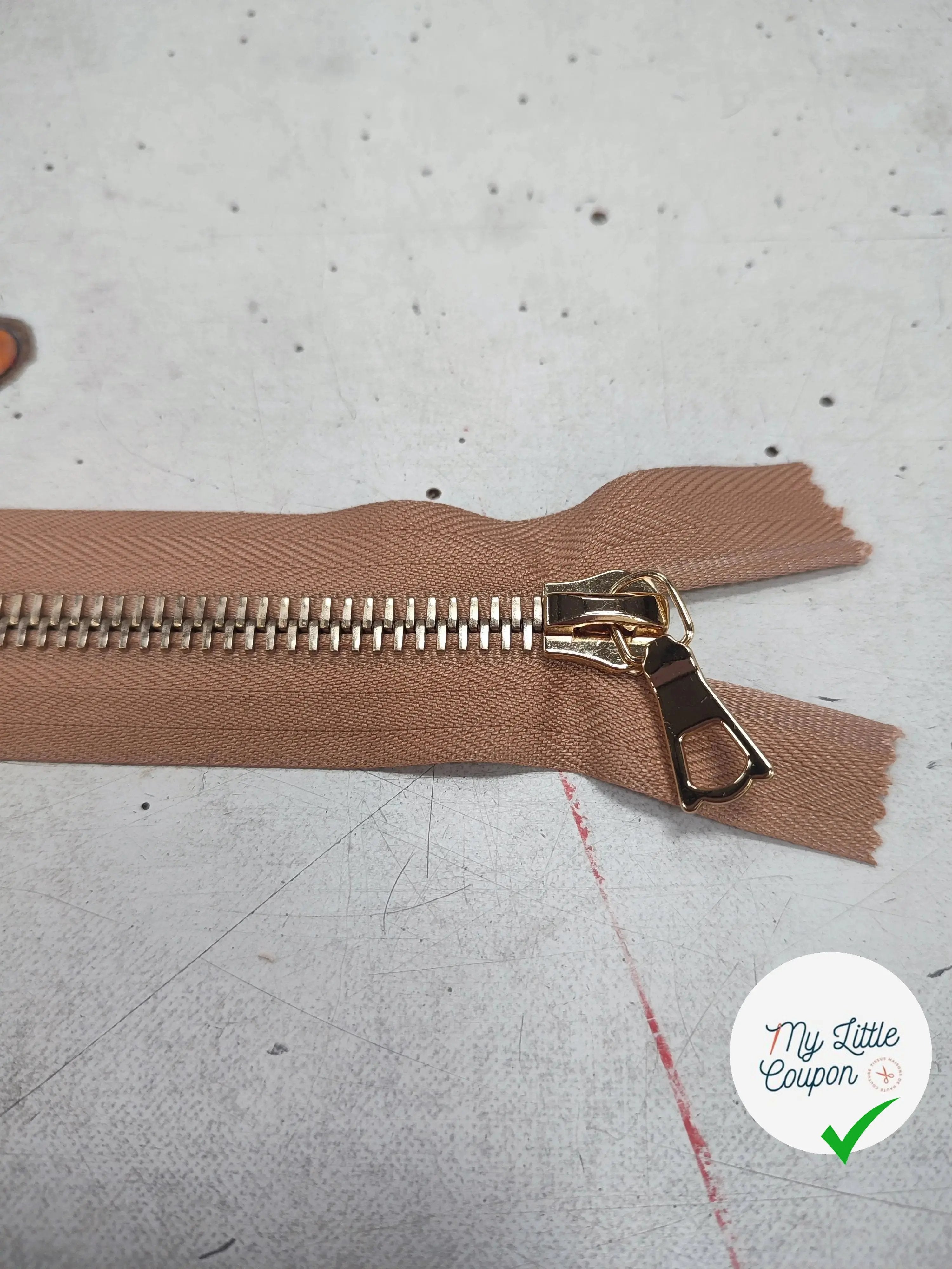 FERMETURE RIRI METAL NON SÉPARABLE 20CM MARRON CAFÉ CLAIR - My Little Coupon