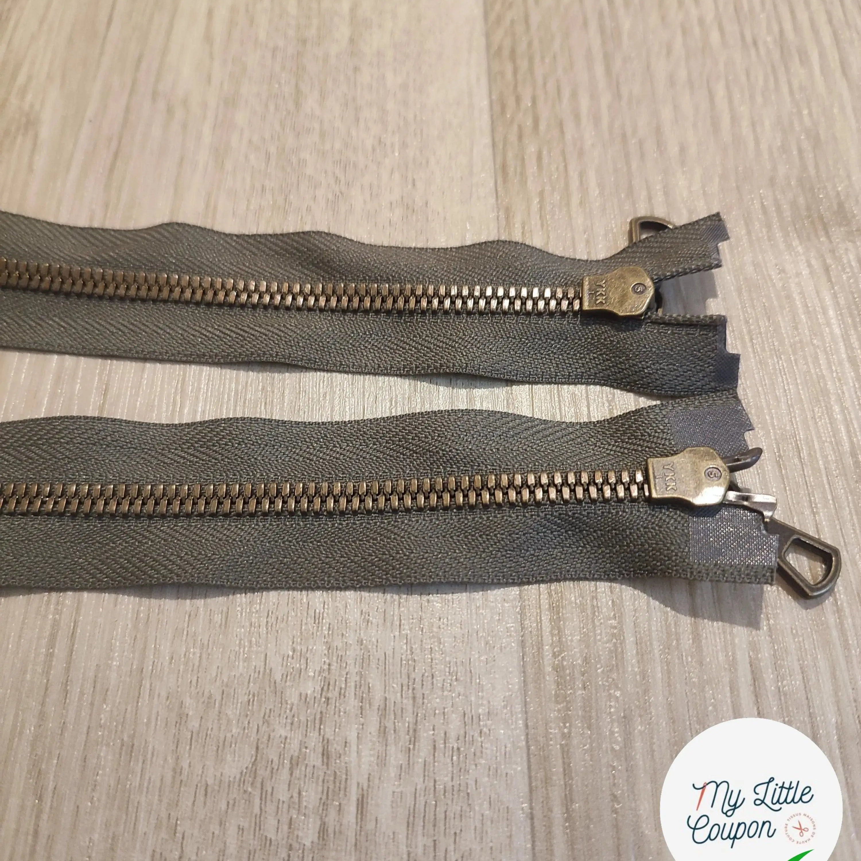 FERMETURE RIRI METAL NON SÉPARABLE DOUBLE CHEMINS 70CM VERT FONCÉ KAKI - My Little Coupon