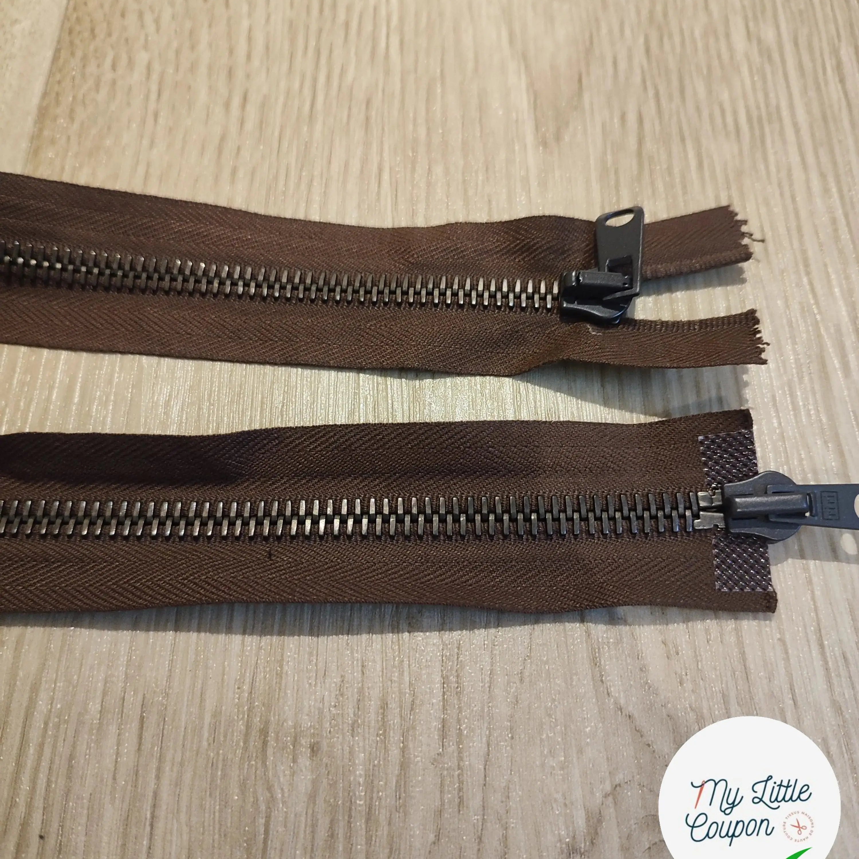 FERMETURE RIRI METAL NON SÉPARABLE DOUBLE CHEMINS 90CM MARRON CHOCOLAT M8 - My Little Coupon