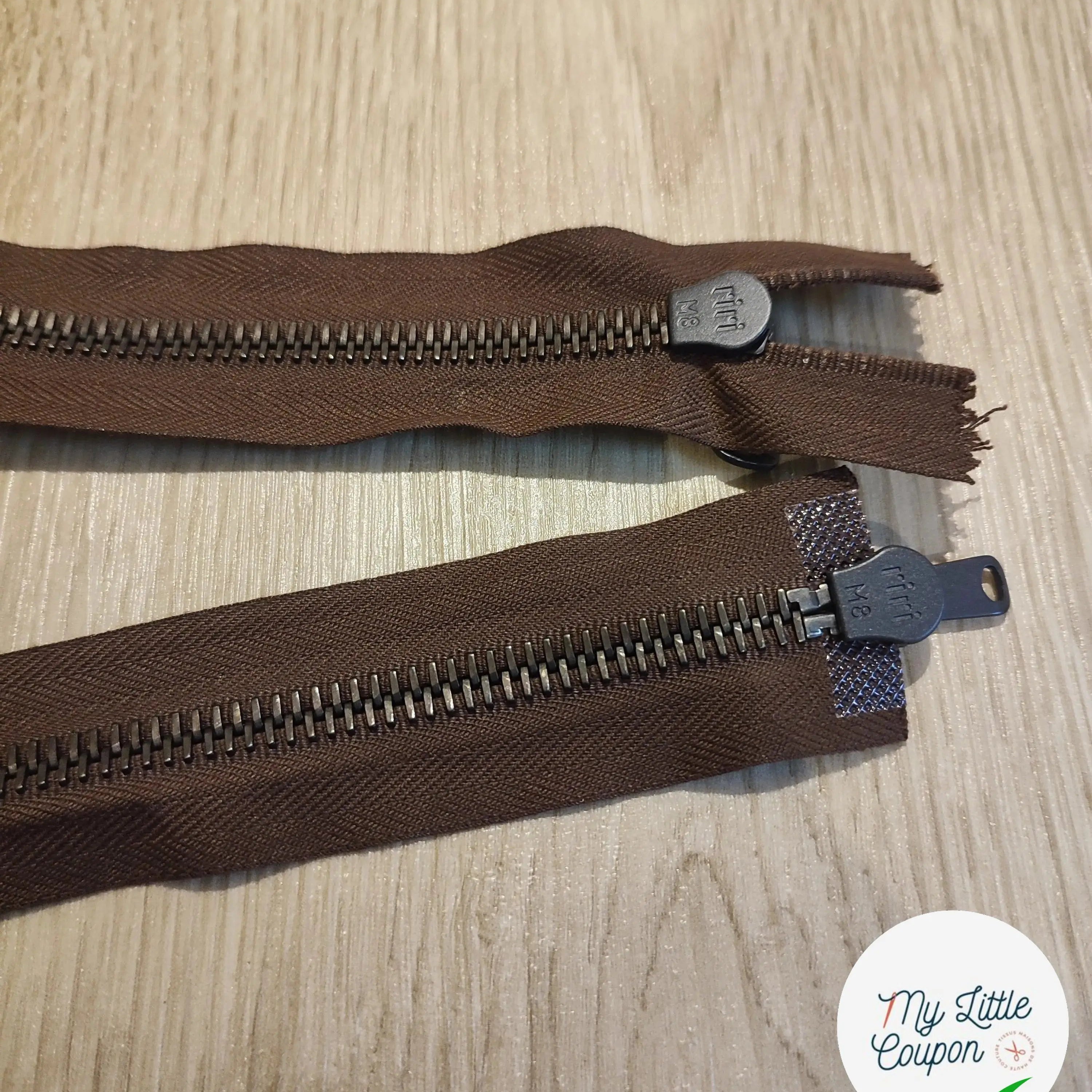 FERMETURE RIRI METAL NON SÉPARABLE DOUBLE CHEMINS 90CM MARRON CHOCOLAT M8 - My Little Coupon