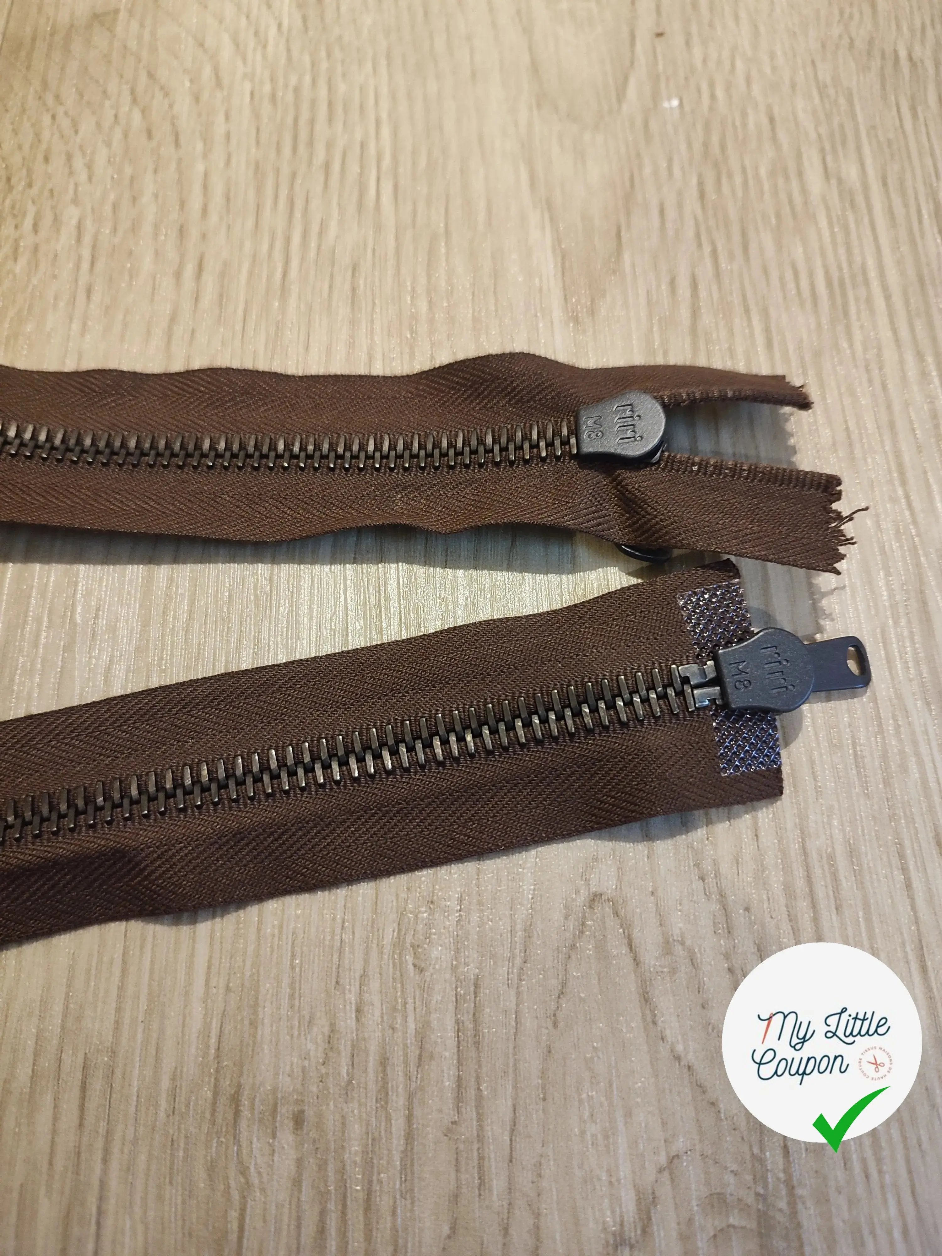 FERMETURE RIRI METAL NON SÉPARABLE DOUBLE CHEMINS 90CM MARRON CHOCOLAT M8 - My Little Coupon