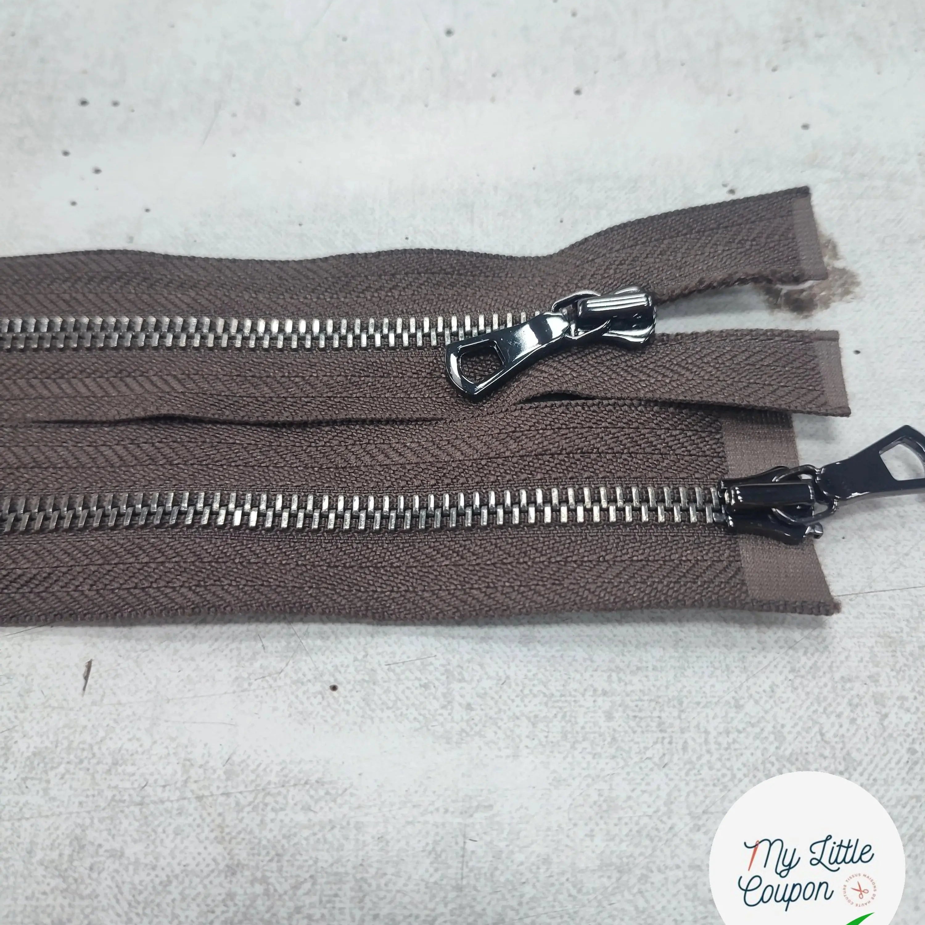 FERMETURE RIRI METAL NON SÉPARABLE DOUBLE ZIP 90CM MARRON FONCÉ - My Little Coupon