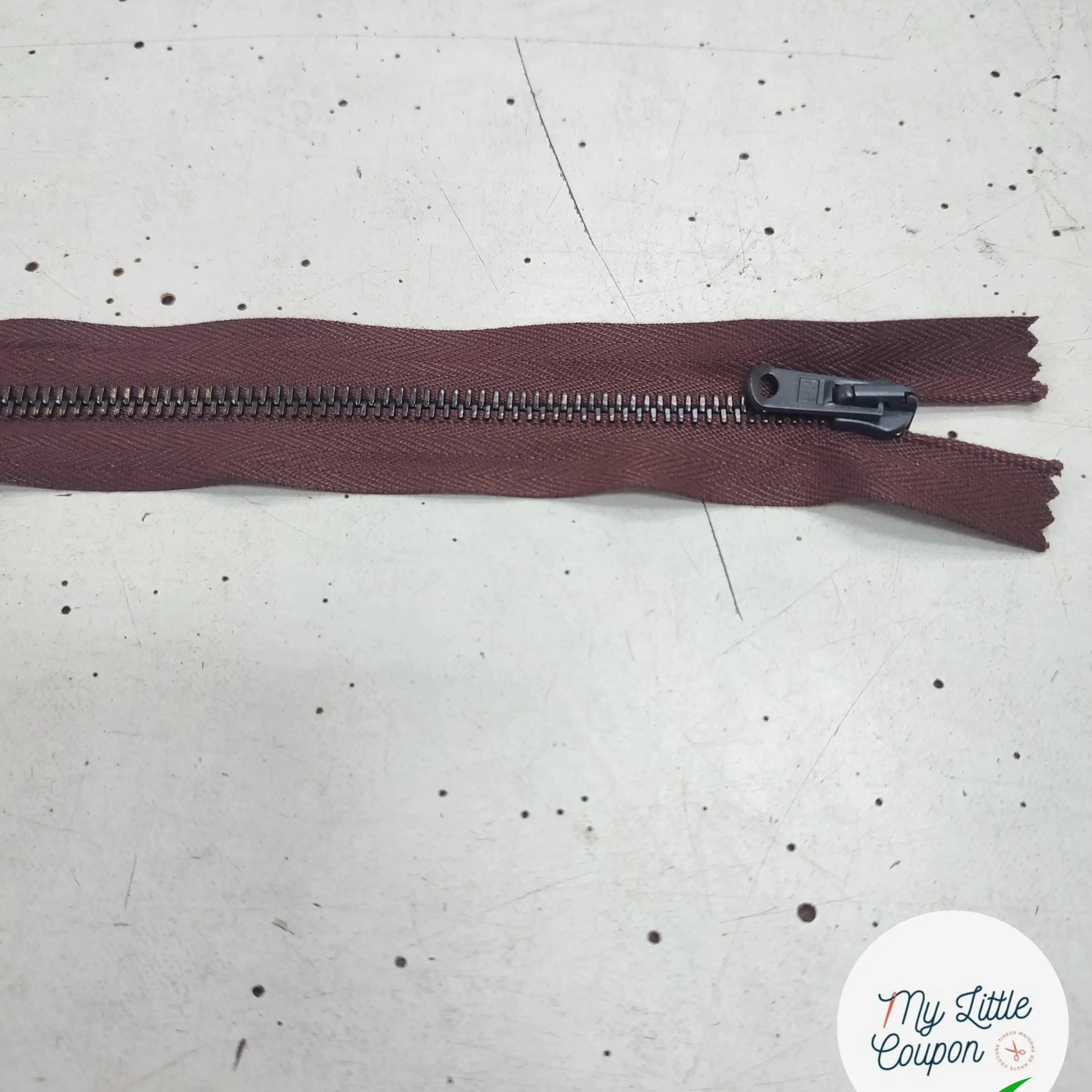 FERMETURE RIRI METAL NON SÉPARABLE DOUBLE CHEMINS 100CM MARRON - My Little Coupon