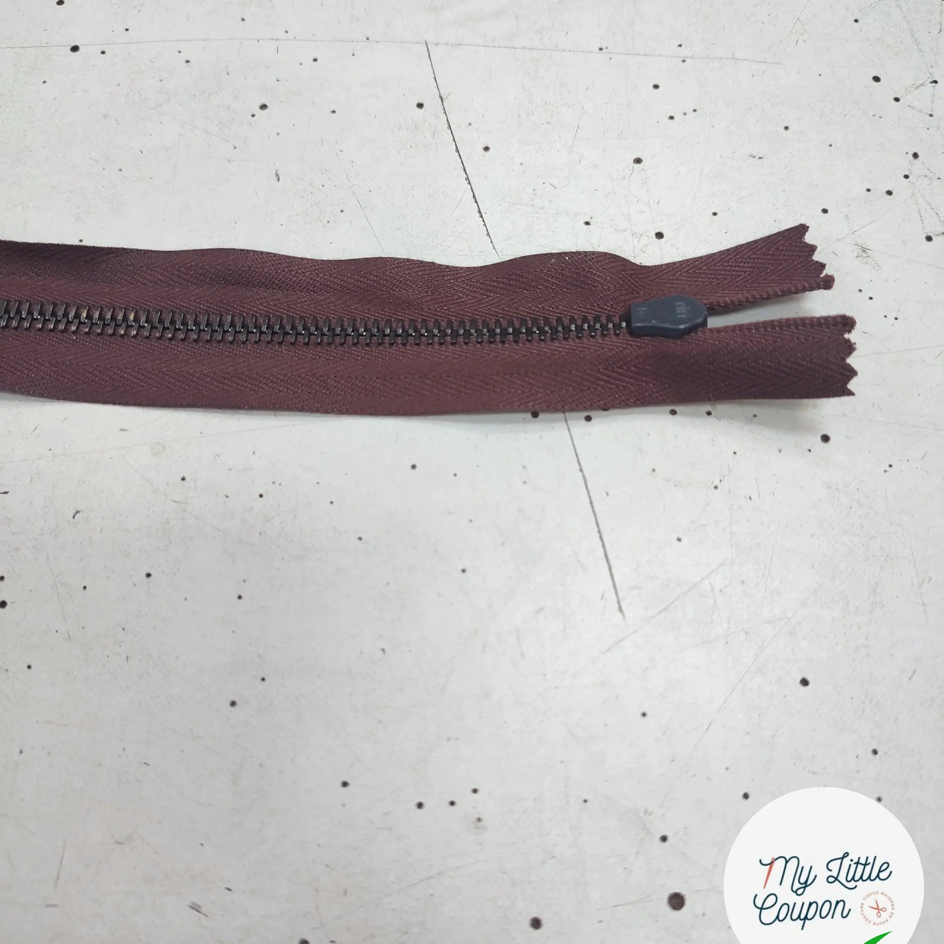 FERMETURE RIRI METAL NON SÉPARABLE DOUBLE CHEMINS 100CM MARRON - My Little Coupon