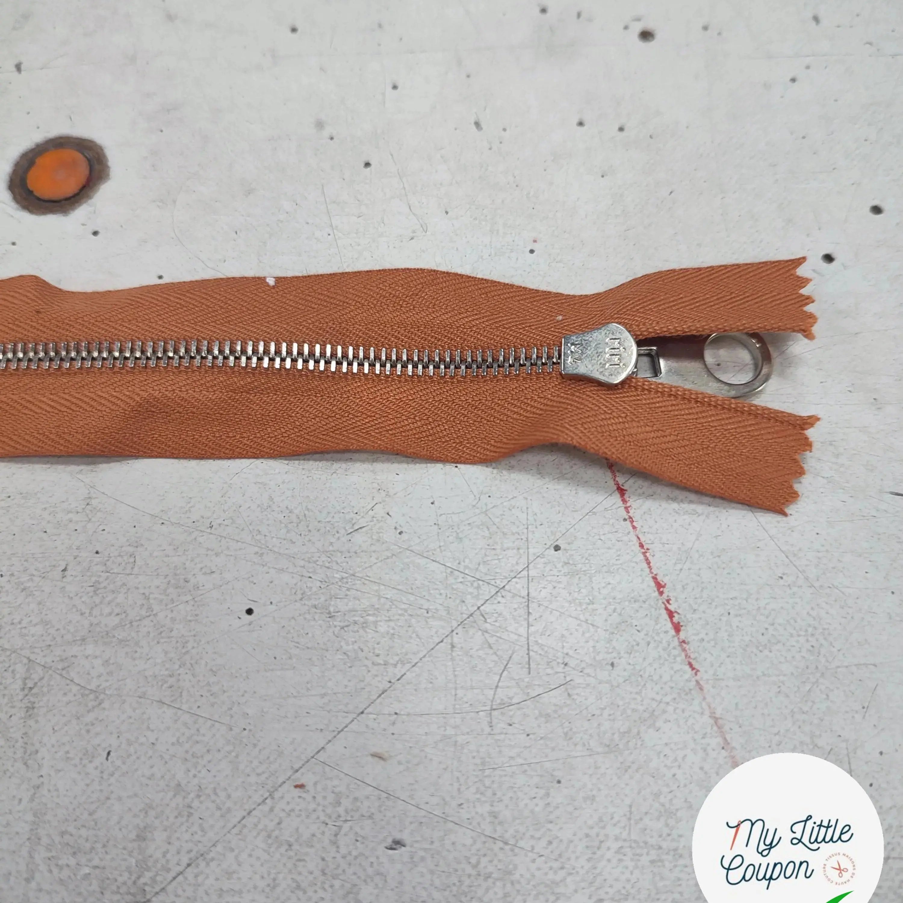 FERMETURE RIRI METAL NON SÉPARABLE 20CM MARRON ORANGE - My Little Coupon
