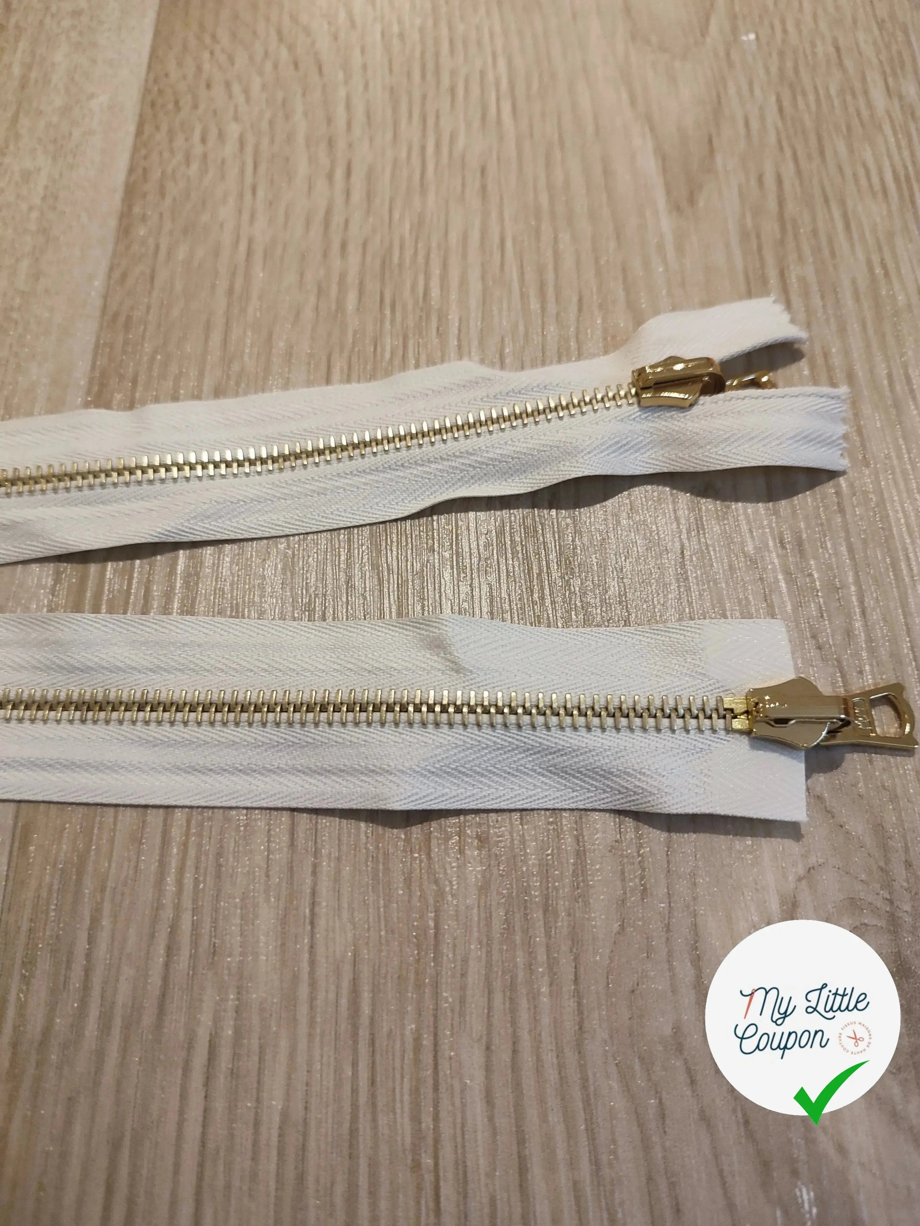 FERMETURE RIRI METAL NON SÉPARABLE DOUBLE CHEMINS RÉVERSIBLE 90CM BLANC - My Little Coupon