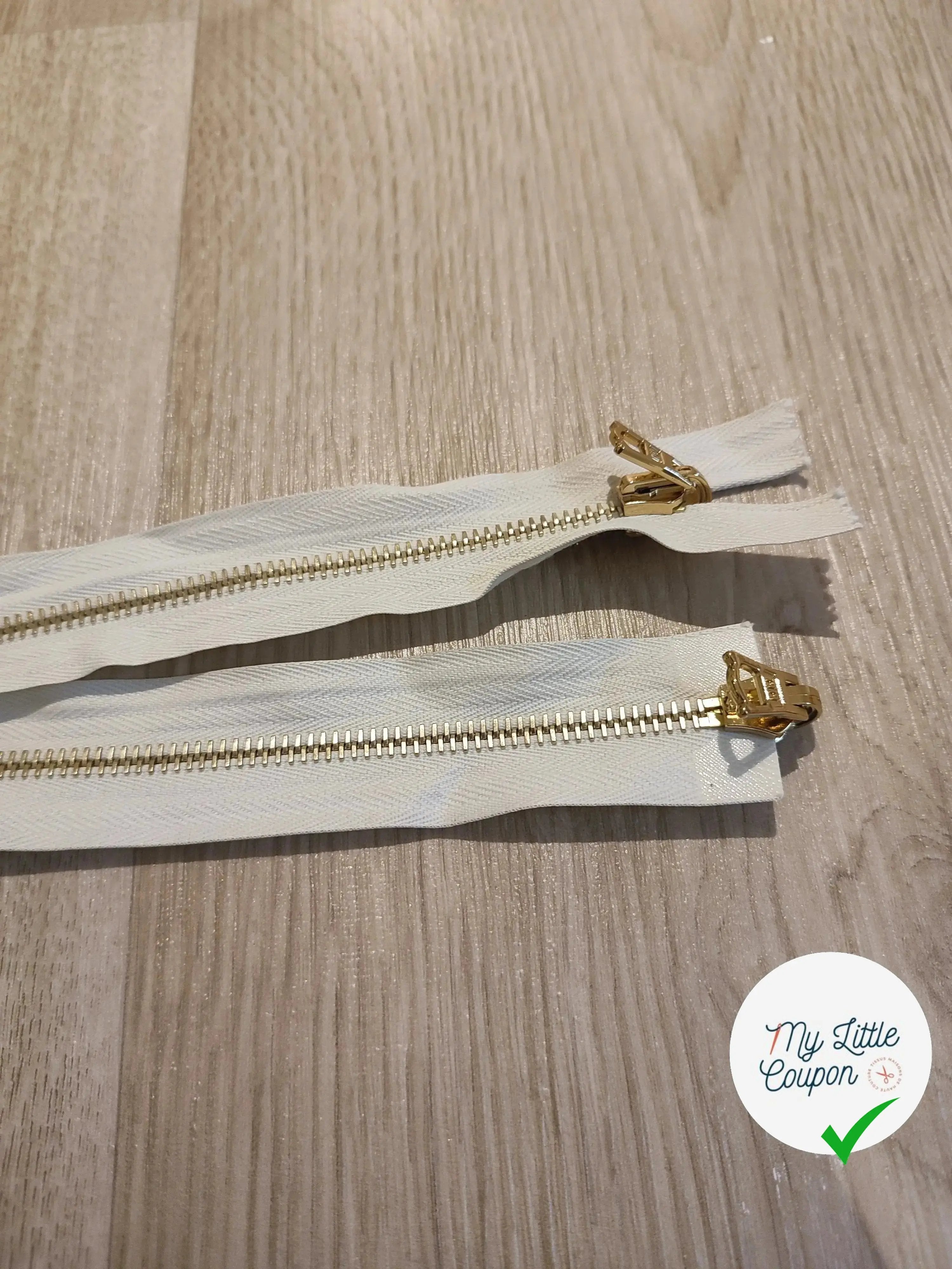 FERMETURE RIRI METAL NON SÉPARABLE DOUBLE CHEMINS RÉVERSIBLE 90CM BLANC - My Little Coupon
