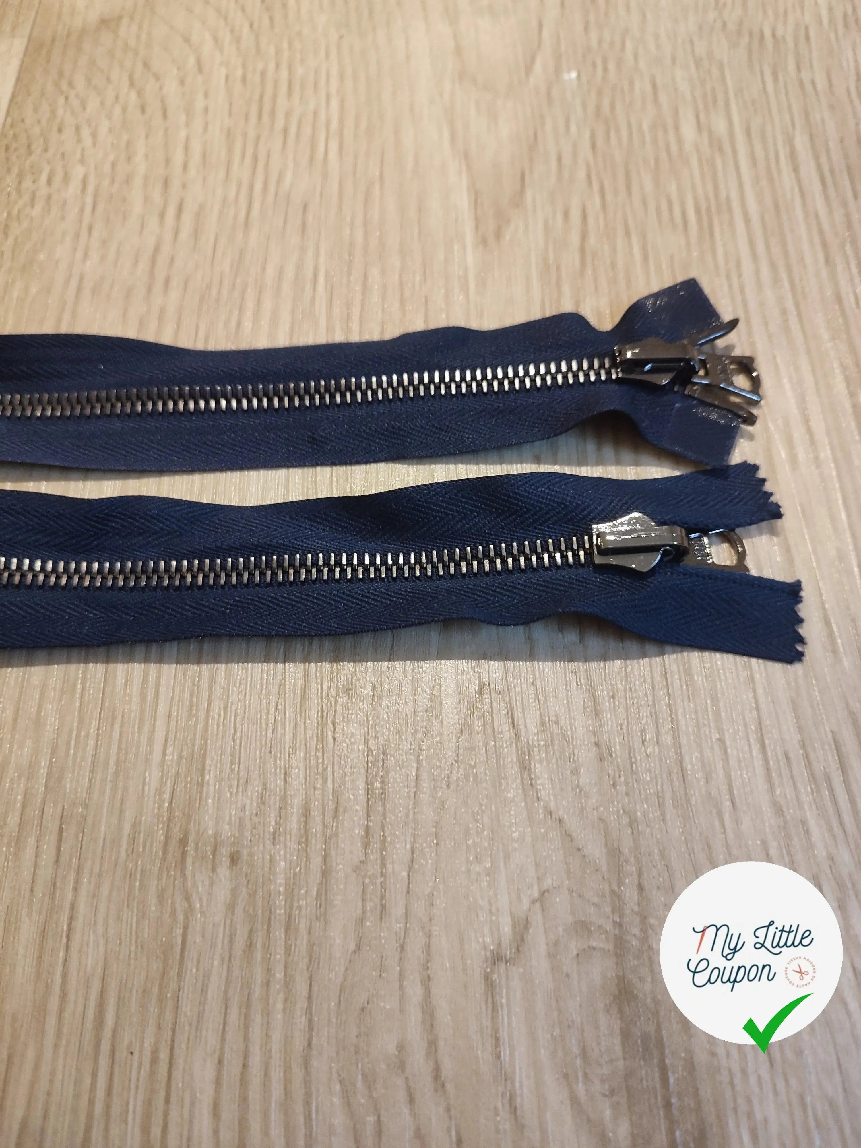 FERMETURE RIRI METAL NON SÉPARABLE DOUBLE CHEMINS RÉVERSIBLE 95CM BLEU NUIT - My Little Coupon