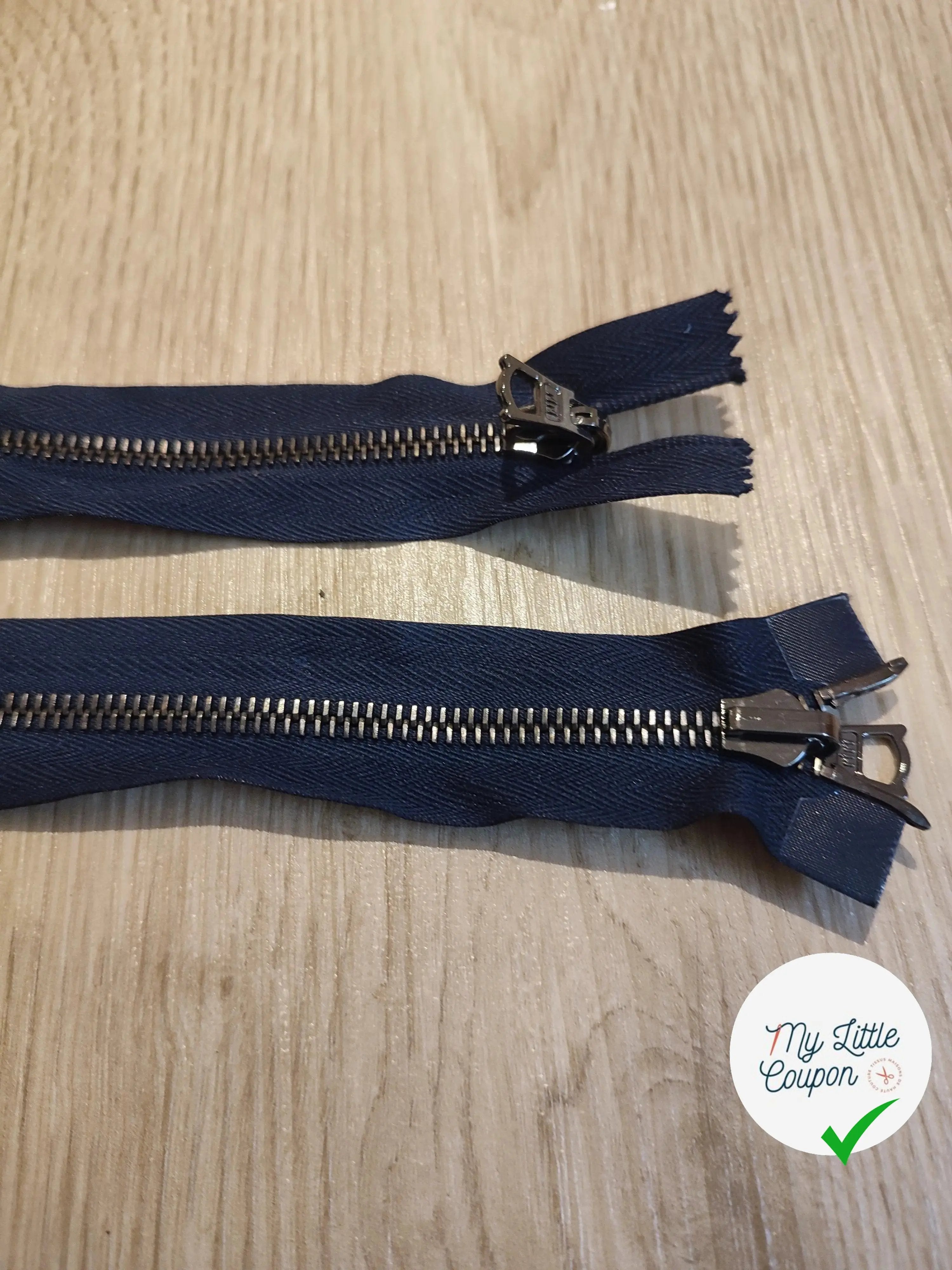 FERMETURE RIRI METAL NON SÉPARABLE DOUBLE CHEMINS RÉVERSIBLE 95CM BLEU NUIT - My Little Coupon