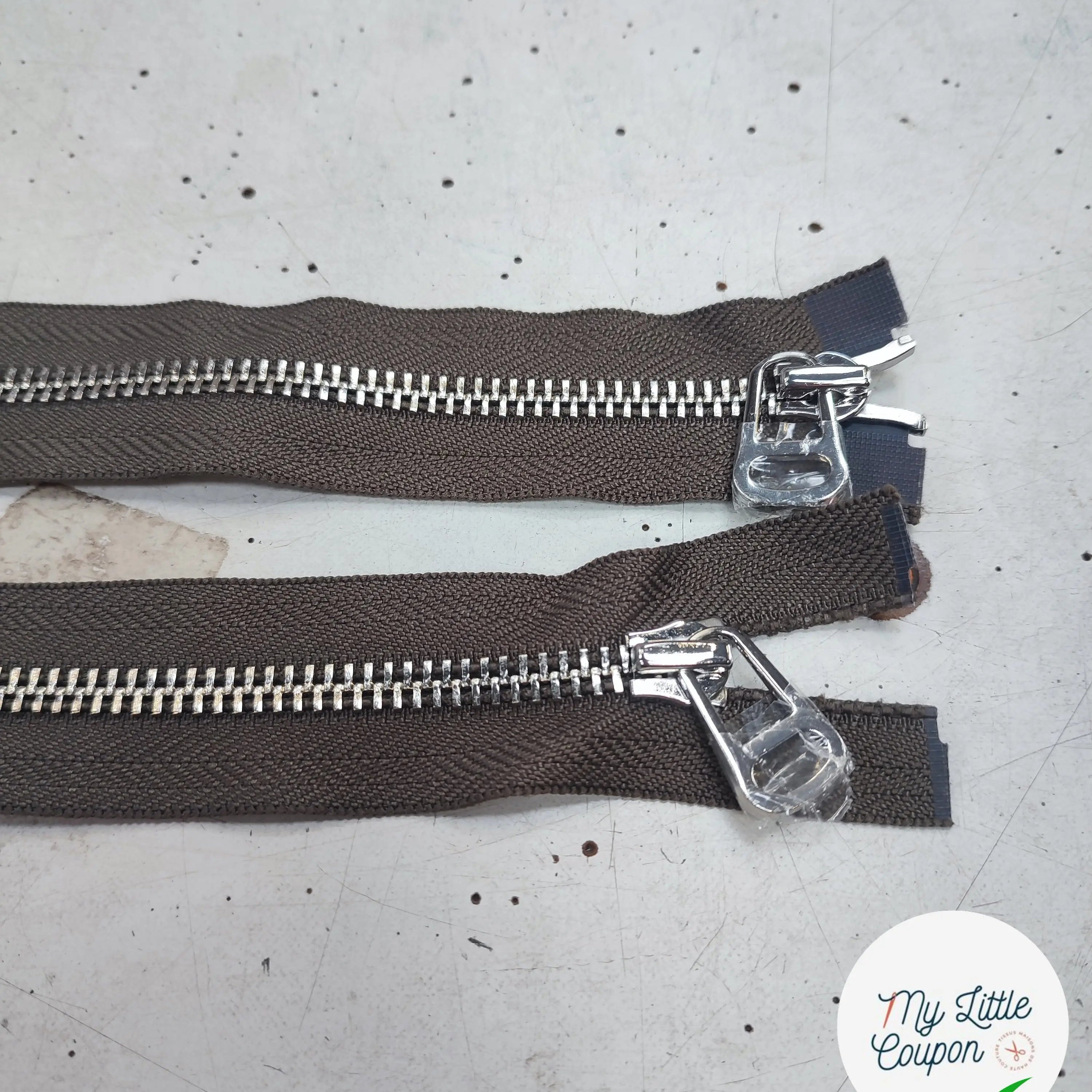 FERMETURE RIRI METAL NON SÉPARABLE DOUBLE CHEMINS 100CM VERT KAKI - My Little Coupon