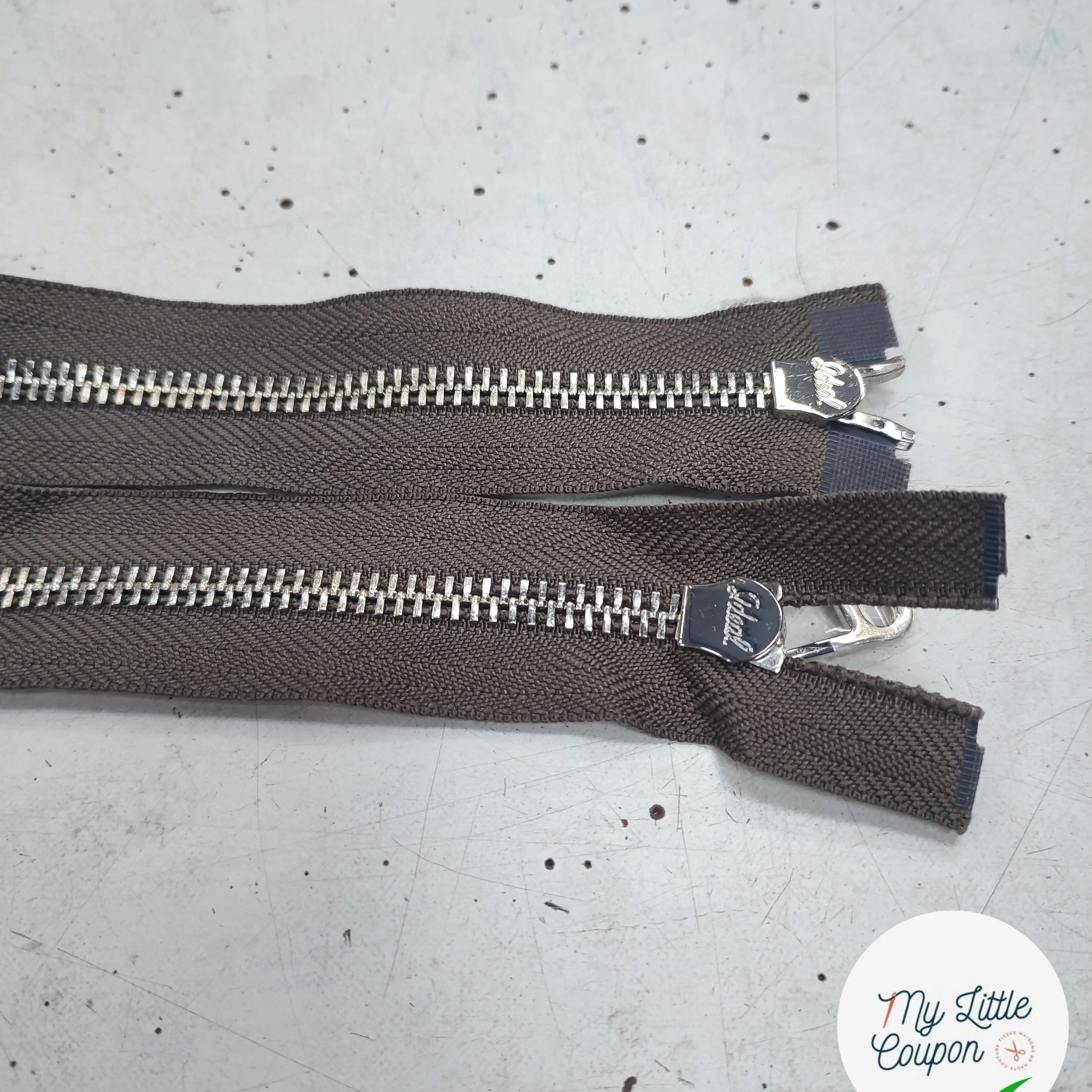 FERMETURE RIRI METAL NON SÉPARABLE DOUBLE CHEMINS 100CM VERT KAKI - My Little Coupon