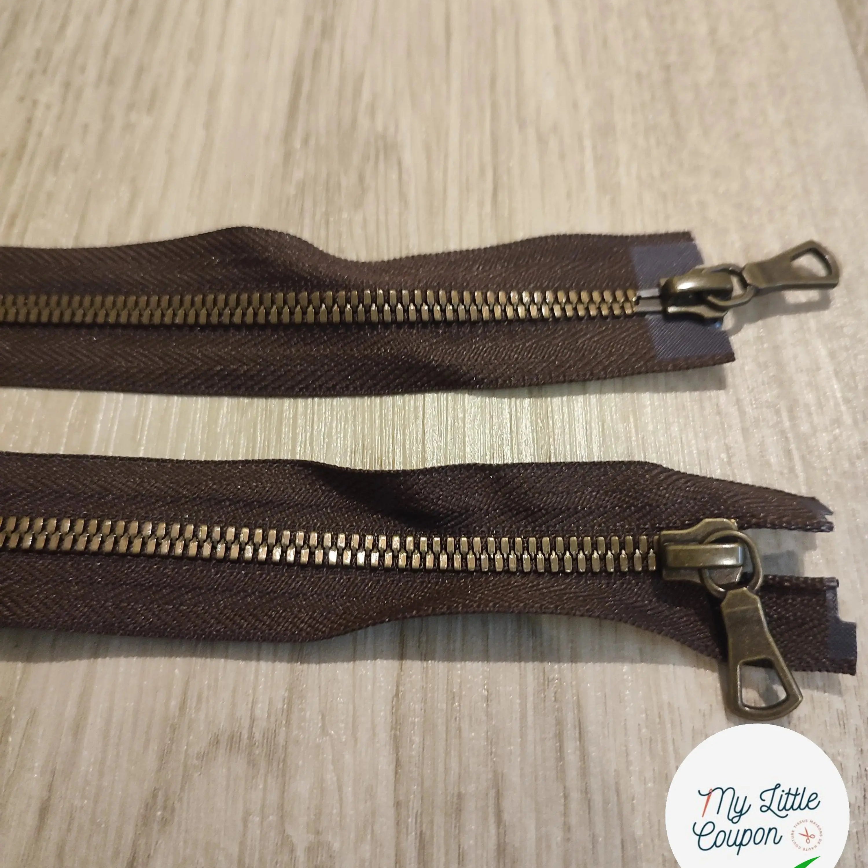 FERMETURE RIRI METAL NON SÉPARABLE DOUBLE CHEMINS 85CM MARRON FONCÉ - My Little Coupon