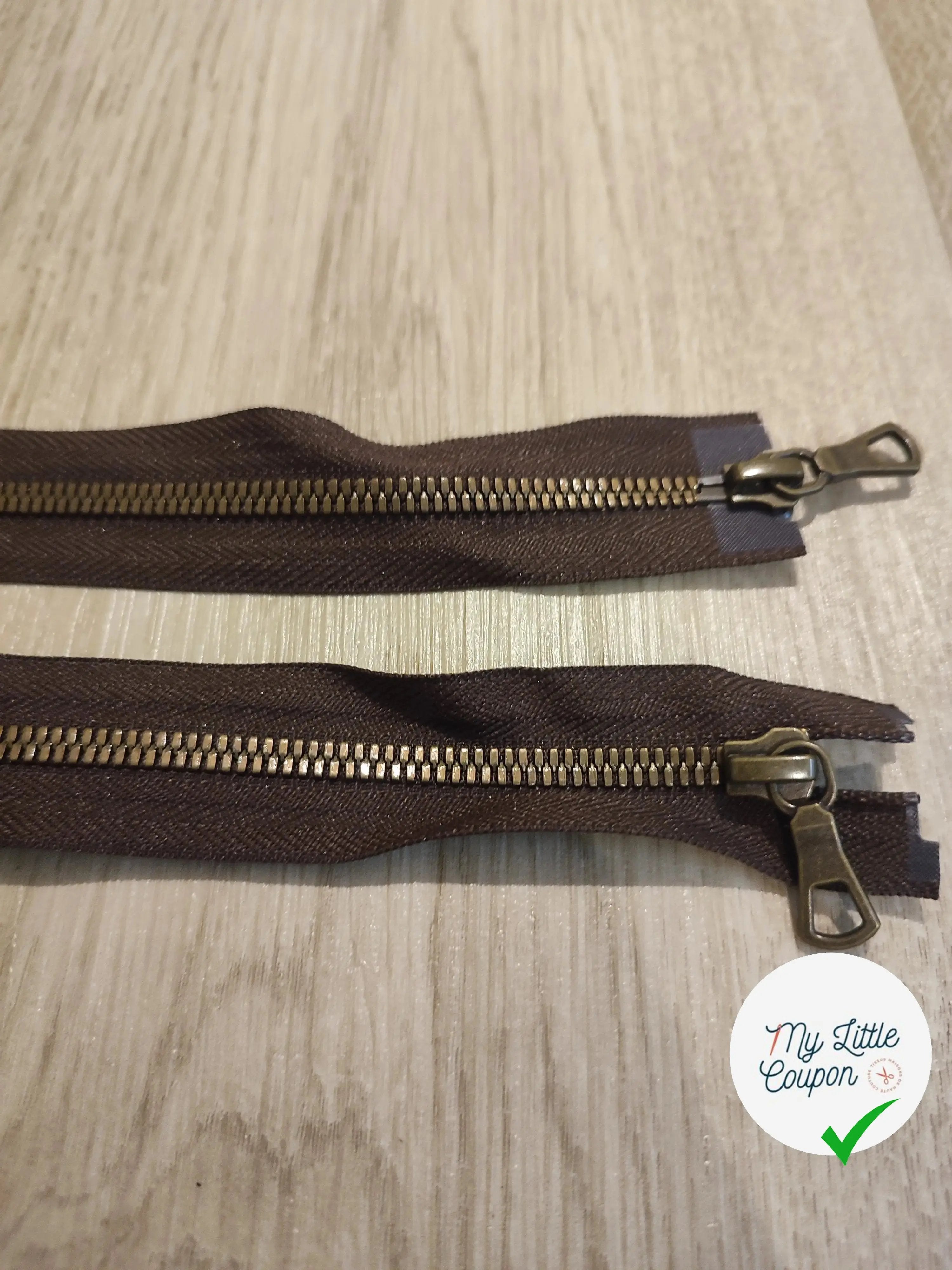 FERMETURE RIRI METAL NON SÉPARABLE DOUBLE CHEMINS 85CM MARRON FONCÉ - My Little Coupon