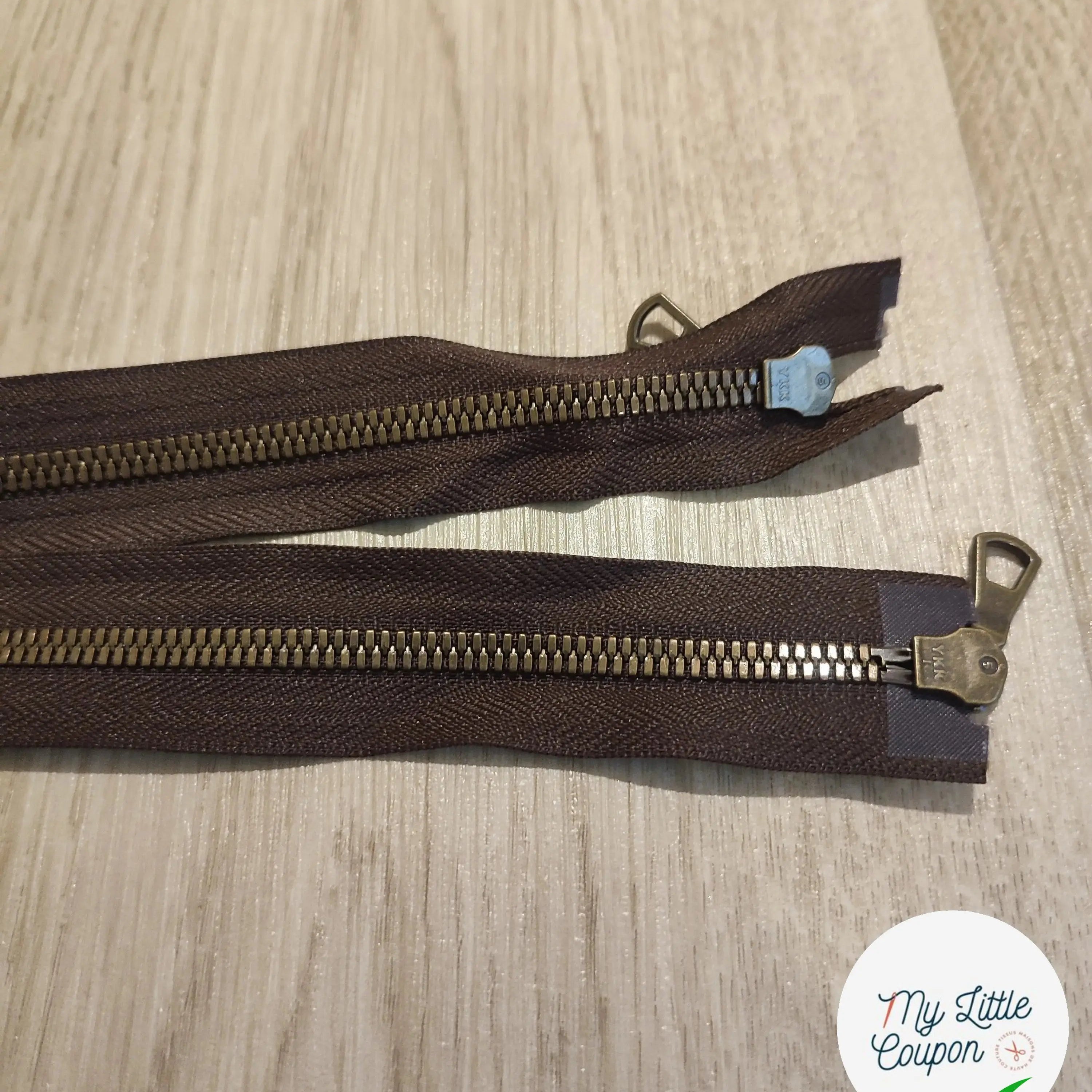 FERMETURE RIRI METAL NON SÉPARABLE DOUBLE CHEMINS 85CM MARRON FONCÉ - My Little Coupon