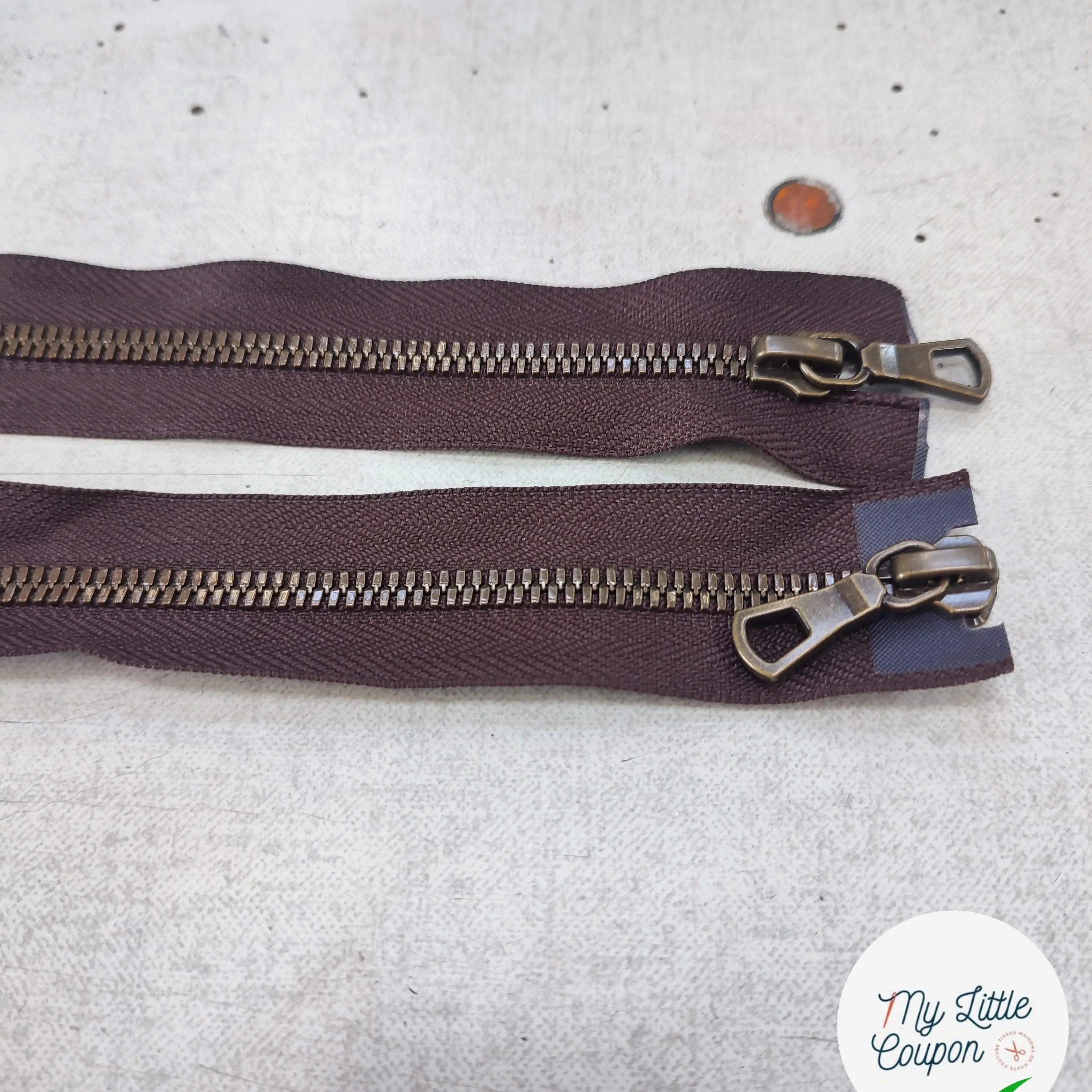 FERMETURE RIRI METAL NON SÉPARABLE DOUBLE CHEMINS 90CM MARRON BORDEAUX FONCÉ - My Little Coupon