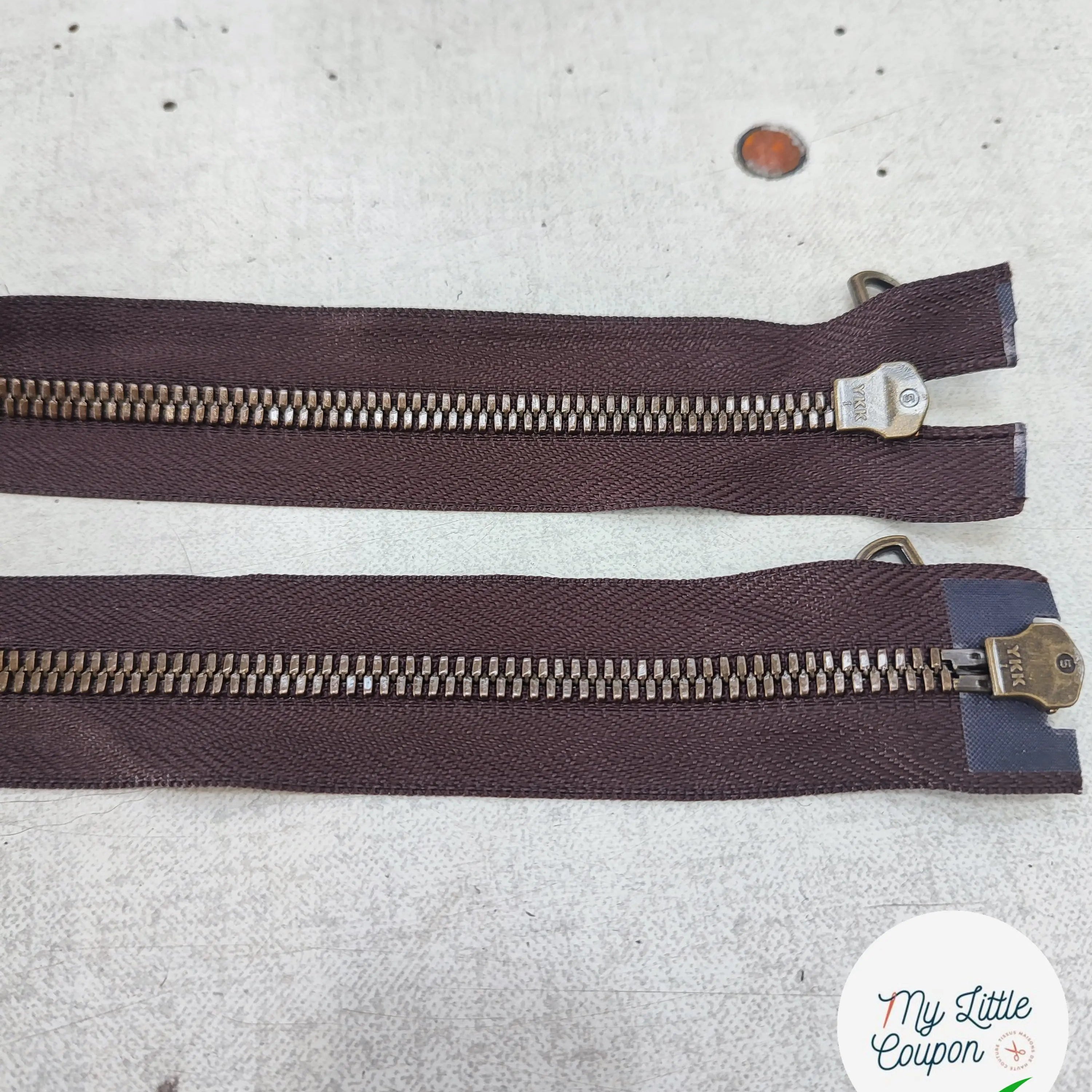 FERMETURE RIRI METAL NON SÉPARABLE DOUBLE CHEMINS 90CM MARRON BORDEAUX FONCÉ - My Little Coupon