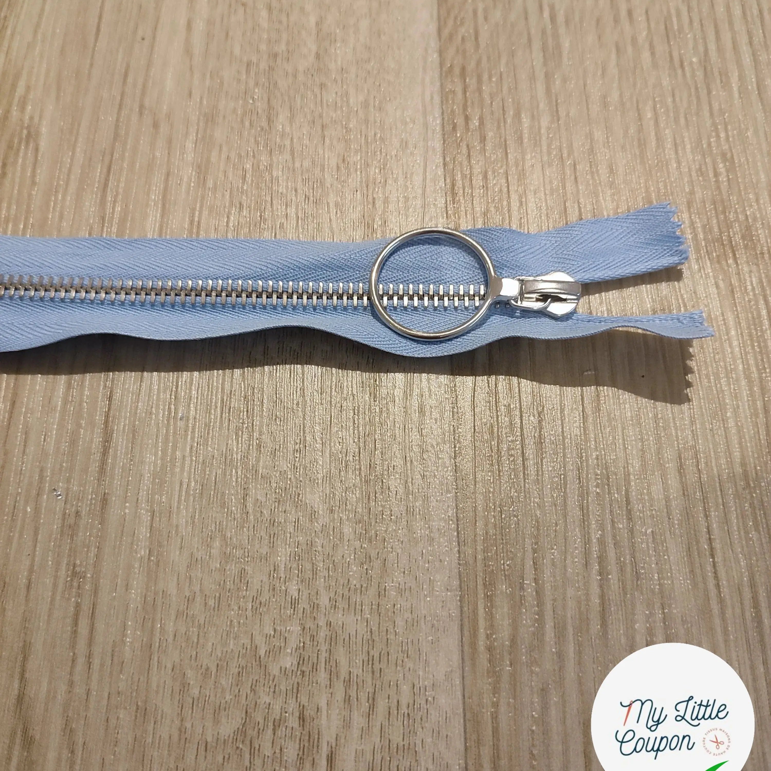 FERMETURE RIRI METAL NON SÉPARABLE 30CM BLEU CLAIR M6 - My Little Coupon