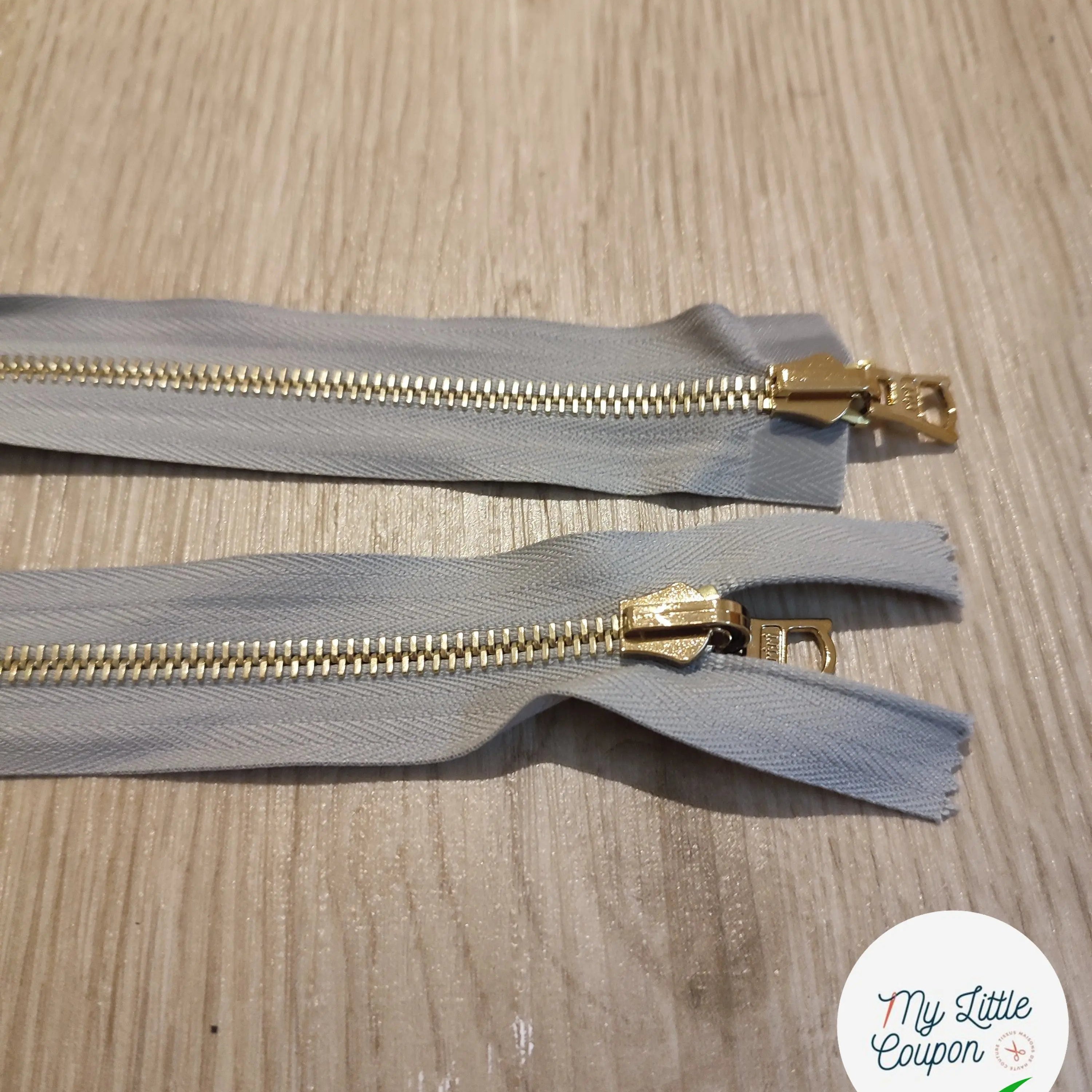 FERMETURE RIRI METAL NON SÉPARABLE DOUBLE CHEMINS RÉVERSIBLE 90CM GRIS CLAIR - My Little Coupon